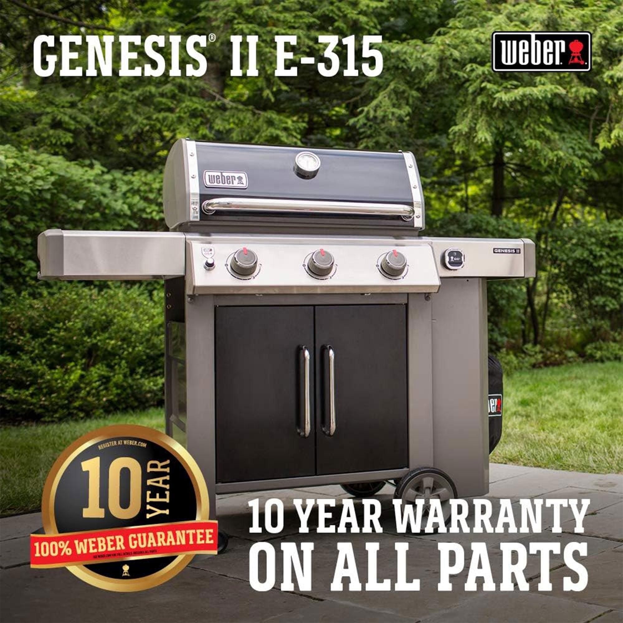 Weber Genesis II E-315 Outdoor Stainless Steel 3 Burner Natural Gas Grill, Black - VMInnovations