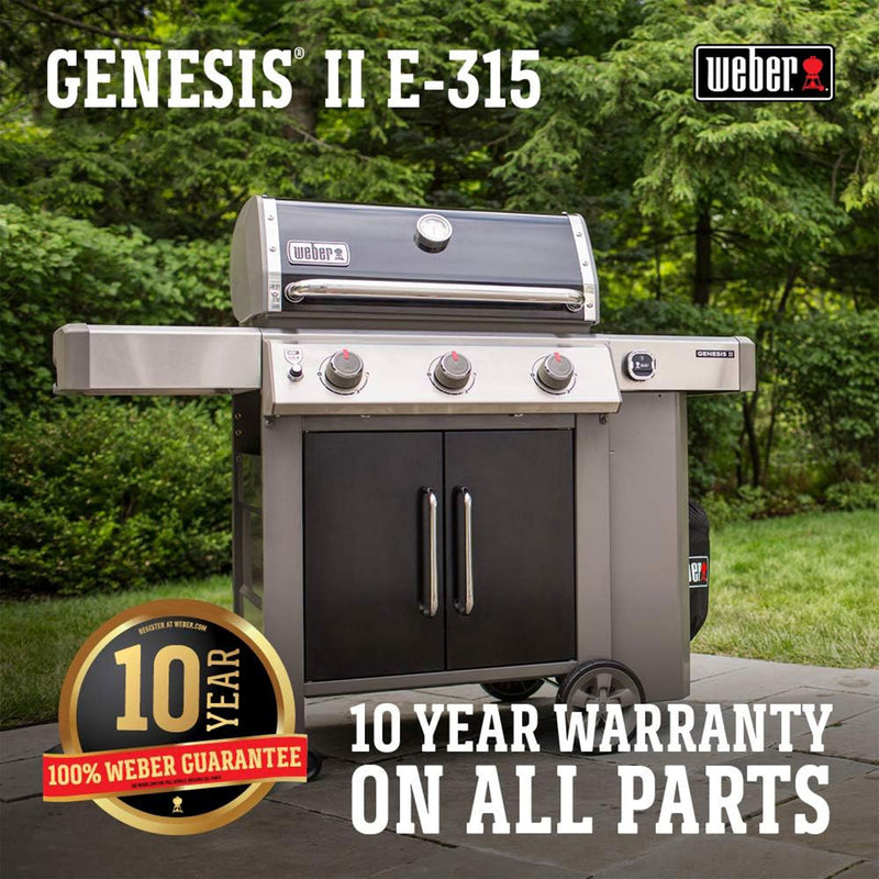 Weber Genesis II E-315 Outdoor Stainless Steel 3 Burner Natural Gas Grill, Black