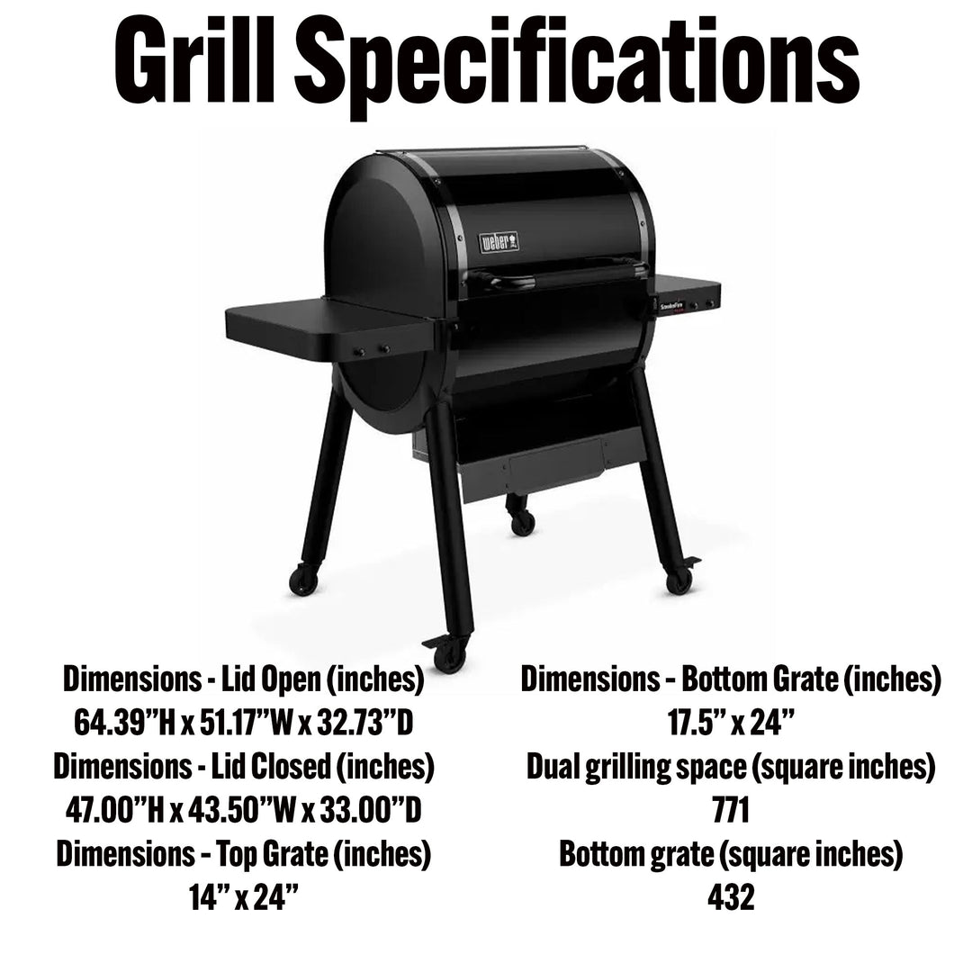 Weber SmokeFire Sear ELX4 Outdoor 24" Wood Fire Pellet Smart Smoker Grill, Black - VMInnovations
