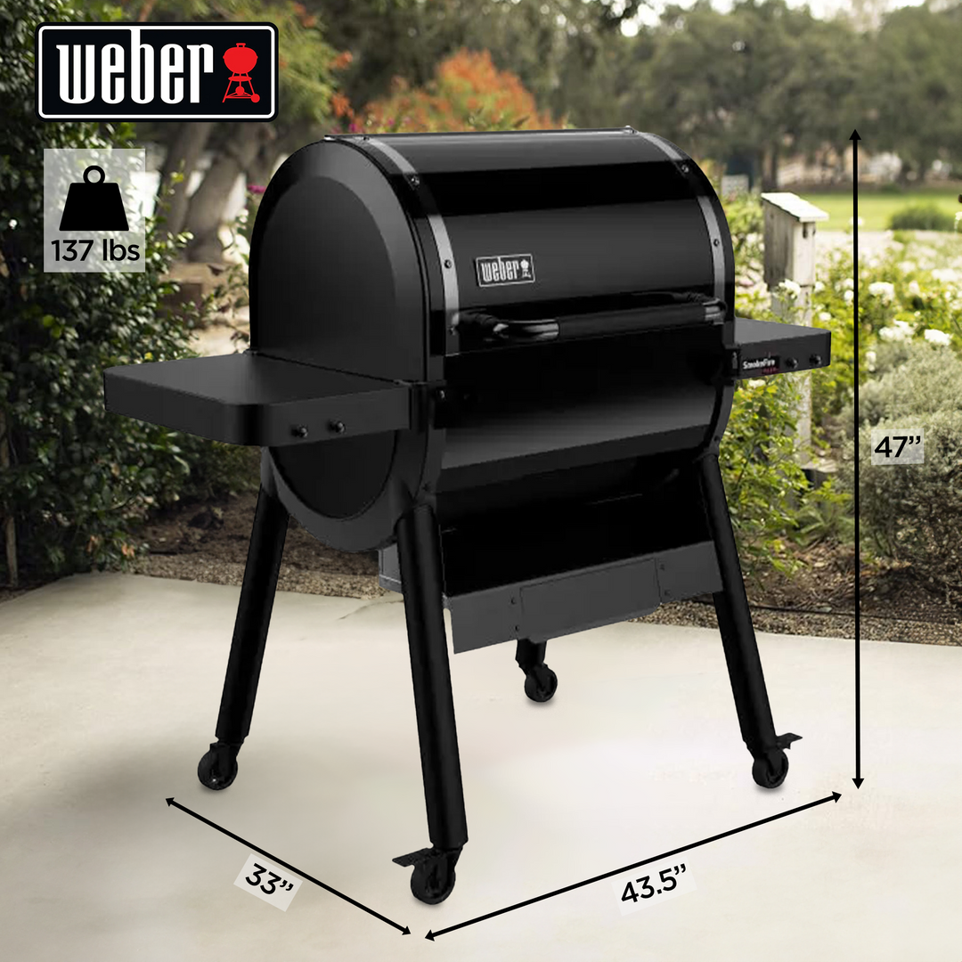 Weber SmokeFire Sear ELX4 Outdoor 24" Wood Fire Pellet Smart Smoker Grill, Black - VMInnovations