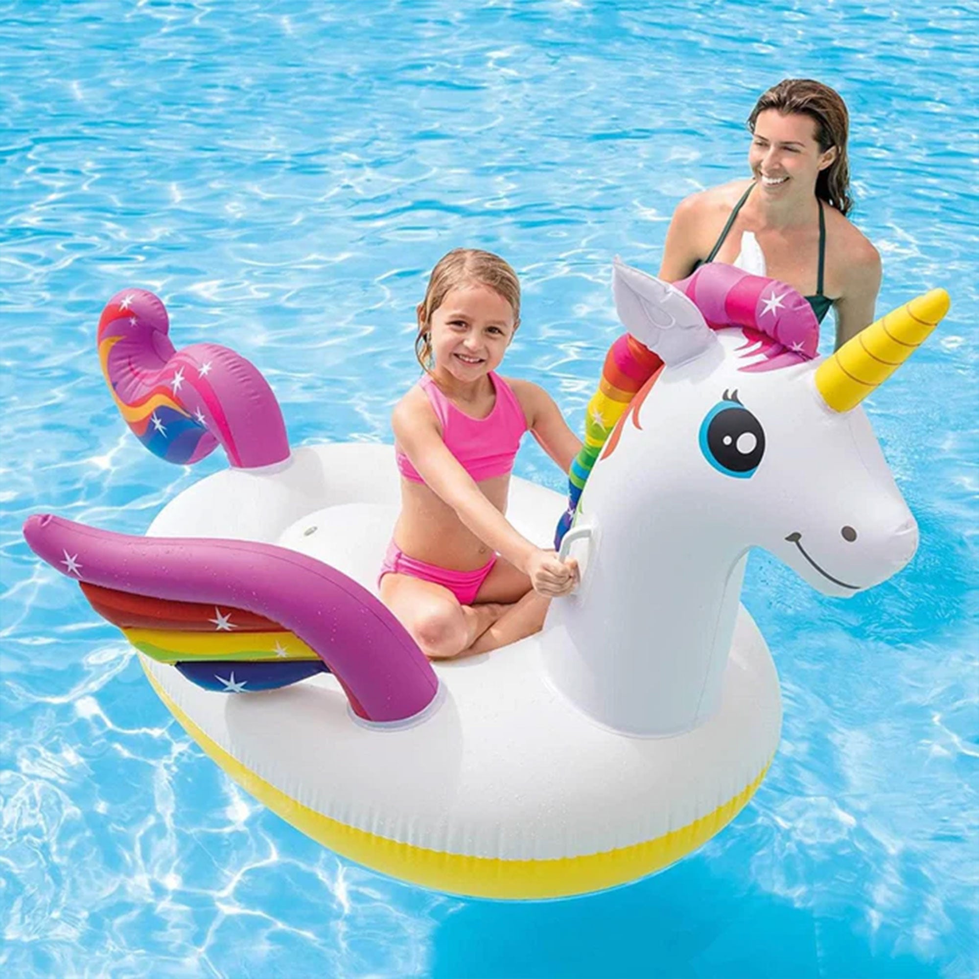 Intex Durable Raft Grade Vinyl Unicorn Inflatable Ride On Pool Float (Open Box) - VMInnovations