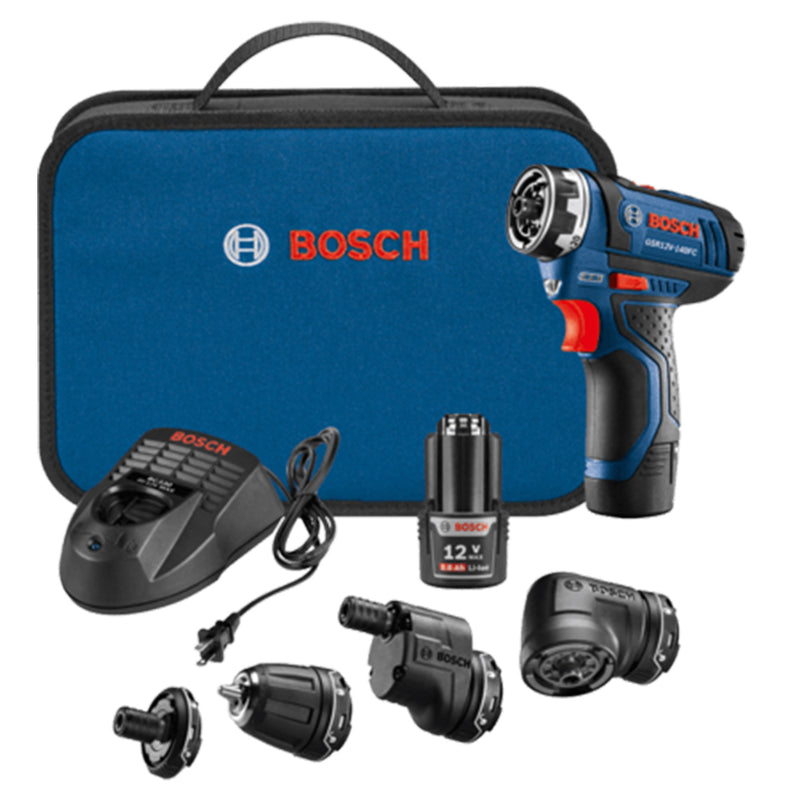 Bosch 5-In-1 Drill/Driver with Flexiclick System and 12 Volt 2.0 Ah Batteries
