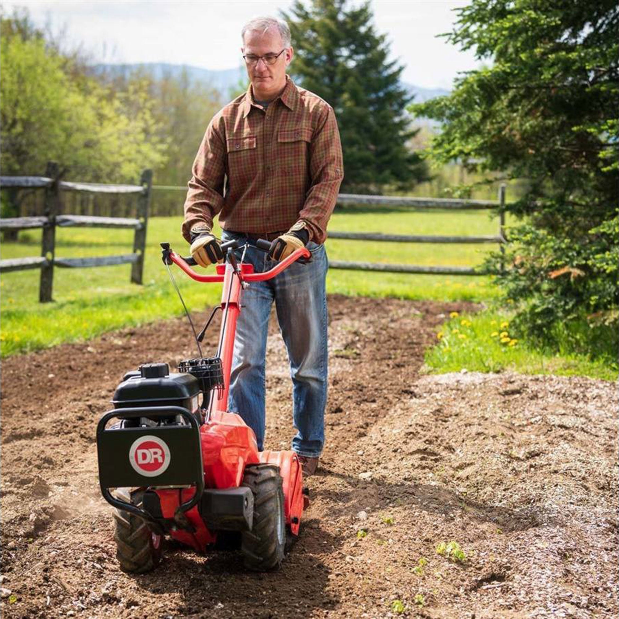 DR 11 Inch Rear Tine Walk Behind Rototiller Tiller with Counter Rotating Tines - VMInnovations