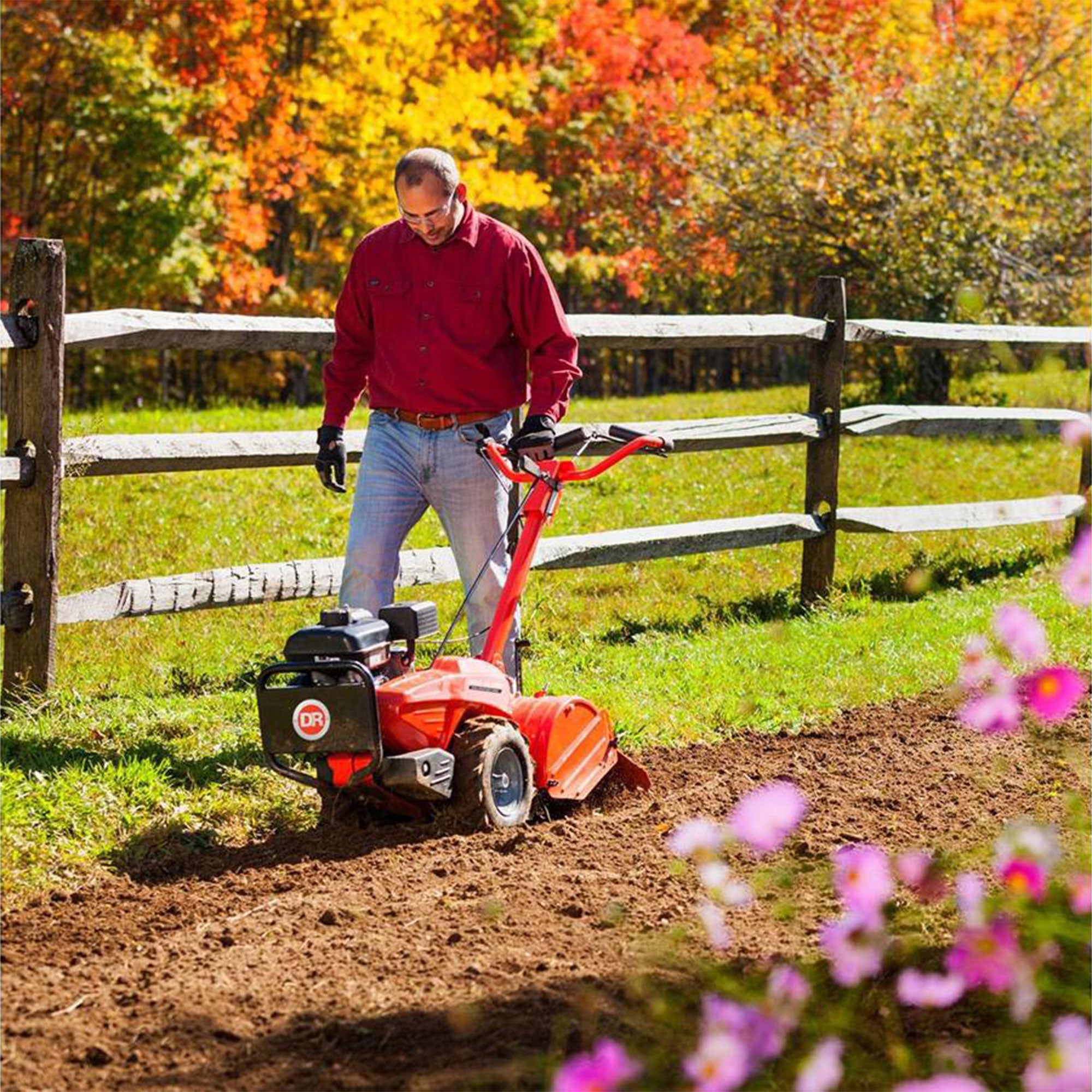 DR 11 Inch Rear Tine Walk Behind Rototiller Tiller with Counter Rotating Tines - VMInnovations