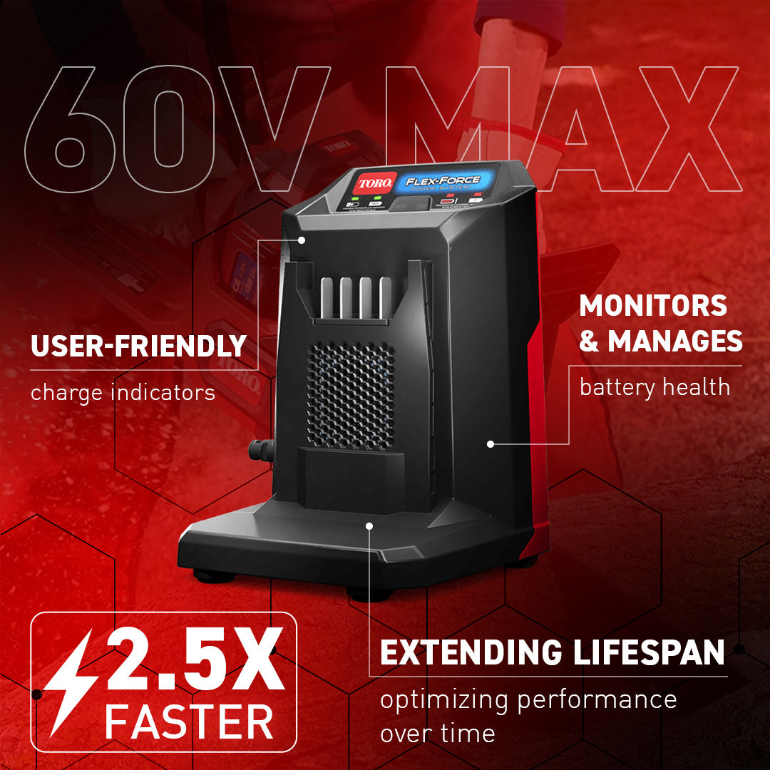 TORO Flex Force Power System 60 Volt Max Lithium Ion Battery Charger, Black