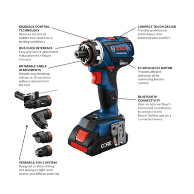 Bosch 1900 RPM Compact Design 5 In 1 Drill Driver with CORE18V 4.0Ah Battery