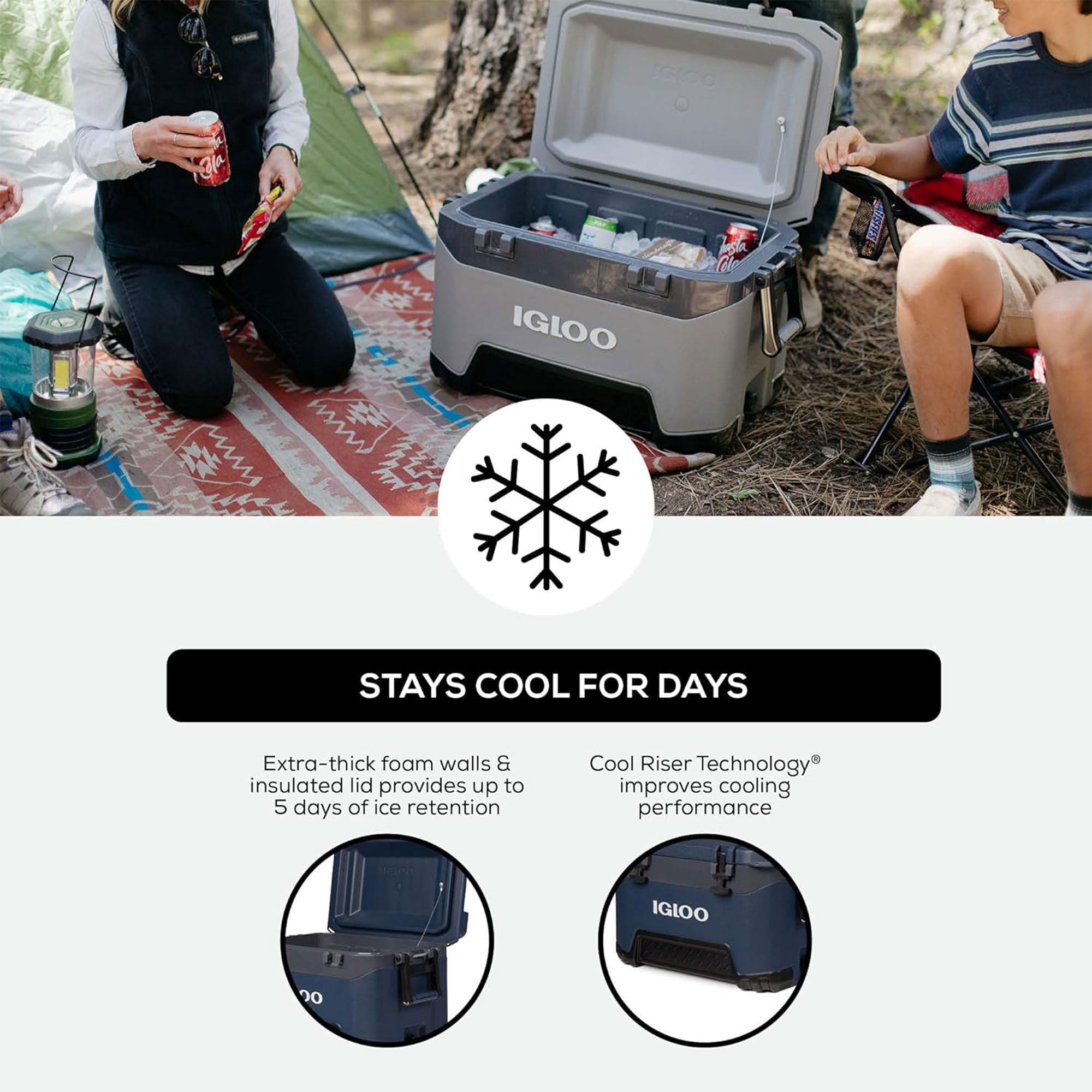 Igloo BMX 52 Qt Ice Chest Cooler with Cool Riser Technology, Rugged Blue (Used) - VMInnovations