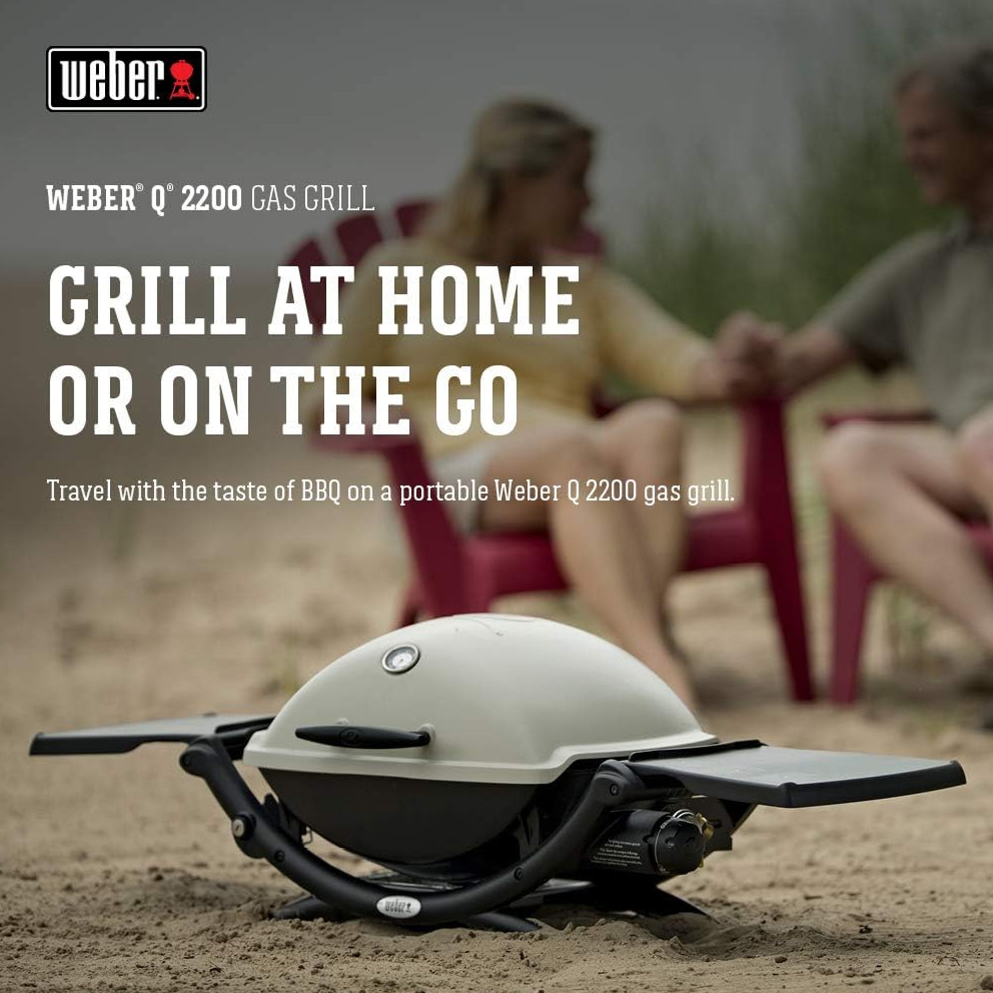 Weber Q 2200 Aluminum Portable 12,000 BTU Liquid Propane Gas Grill w/Thermometer - VMInnovations