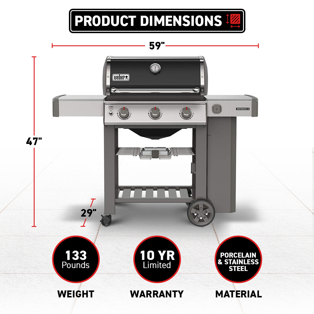 Weber Genesis II E-310 Outdoor Stainless Steel 3 Burner Liquid Propane Gas Grill - VMInnovations