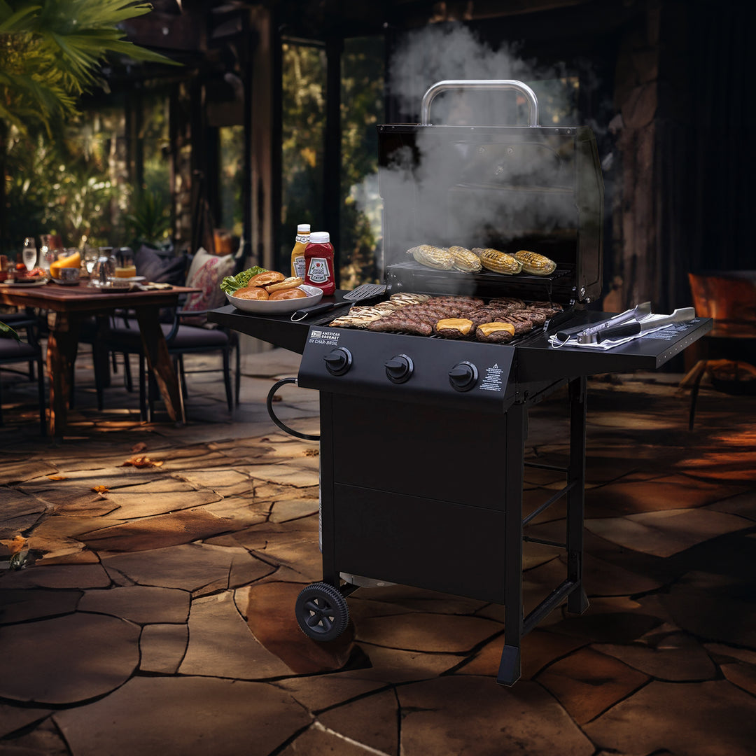 Char-Broil American Gourmet 3 Burner Cart Style Liquid Propane Gas Grill, Black - VMInnovations