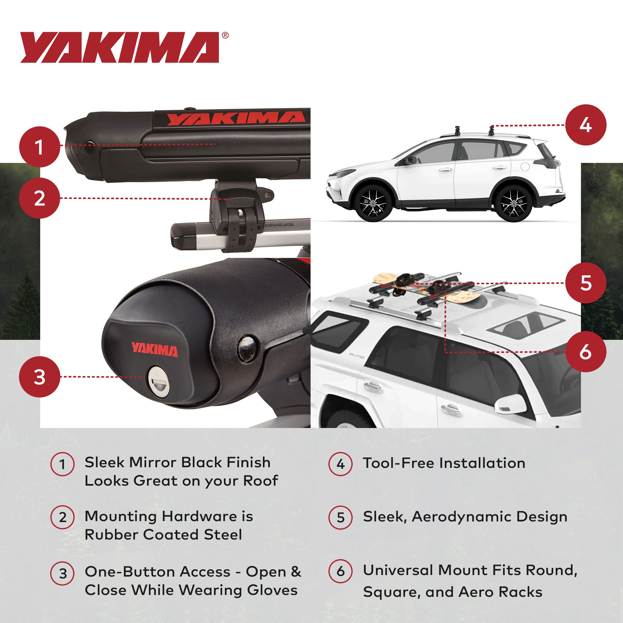 YAKIMA FatCat EVO 4 Skis/2 Snowboards Roof Rack, Fits T-Slot Crossbars(Open Box) - VMInnovations