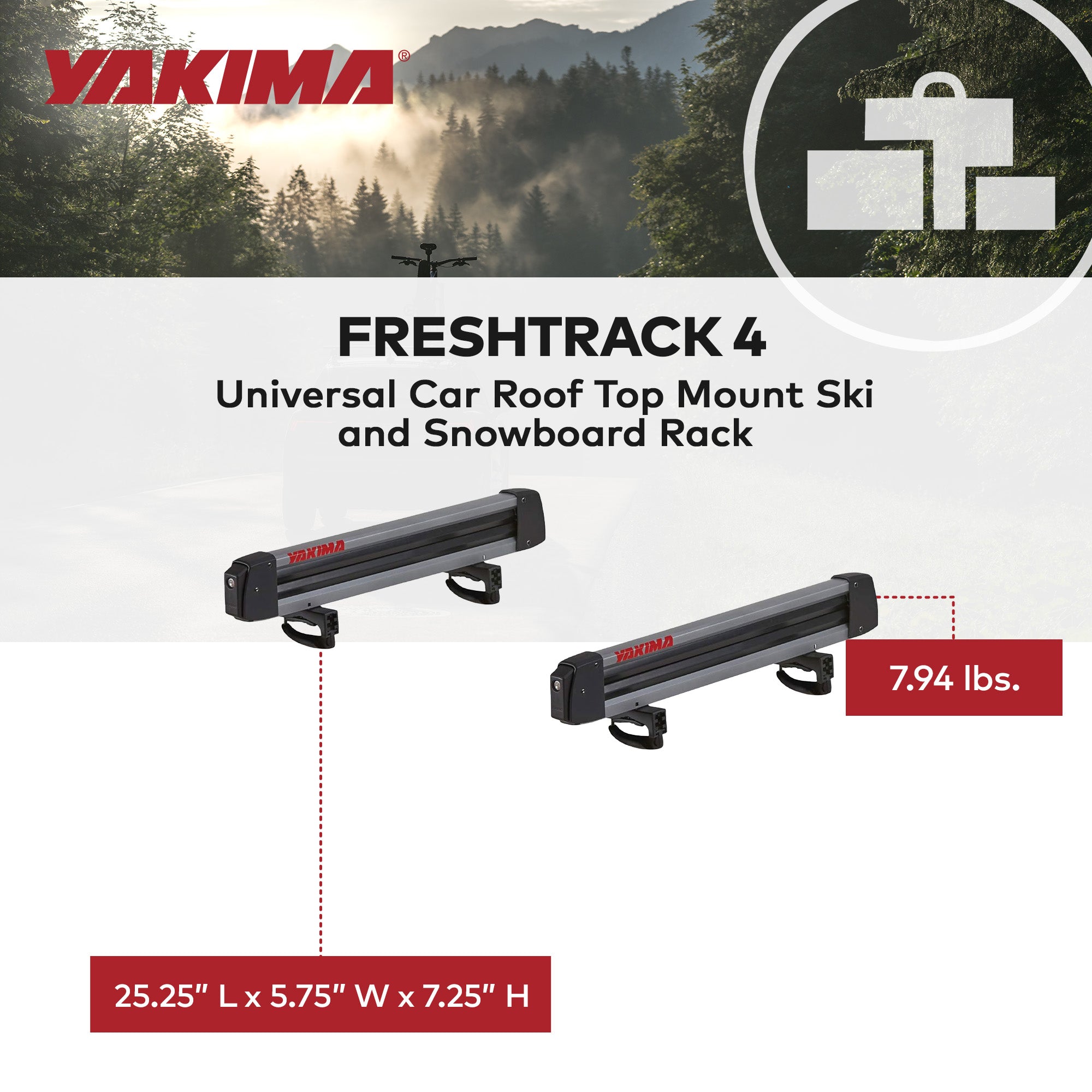 Yakima Universal Car Roof Top Mount Ski & Snowboard Rack, Black (Open Box) - VMInnovations