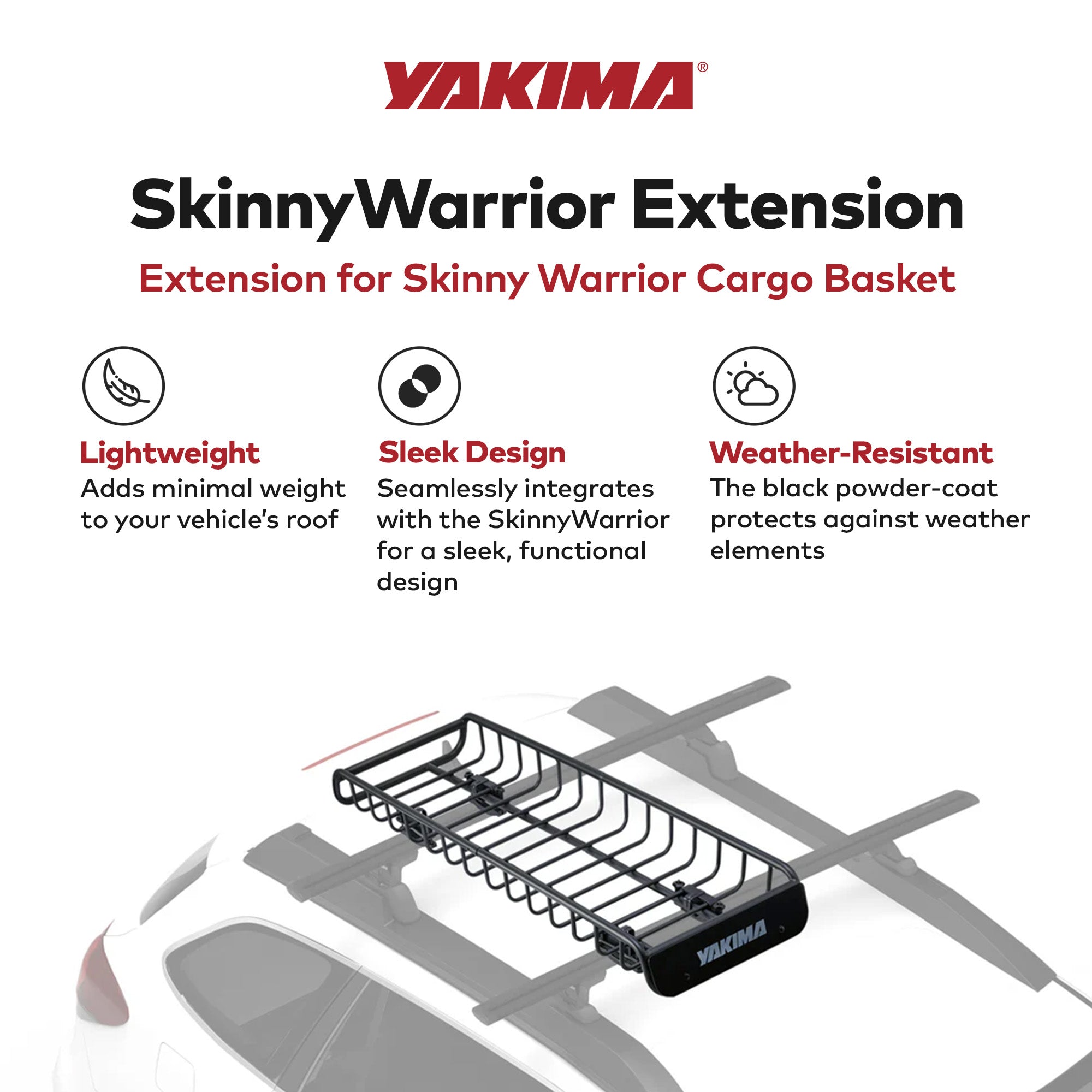 Yakima SkinnyWarrior 16' Extension SkinnyWarrior Cargo Basket, Black (Open Box) - VMInnovations