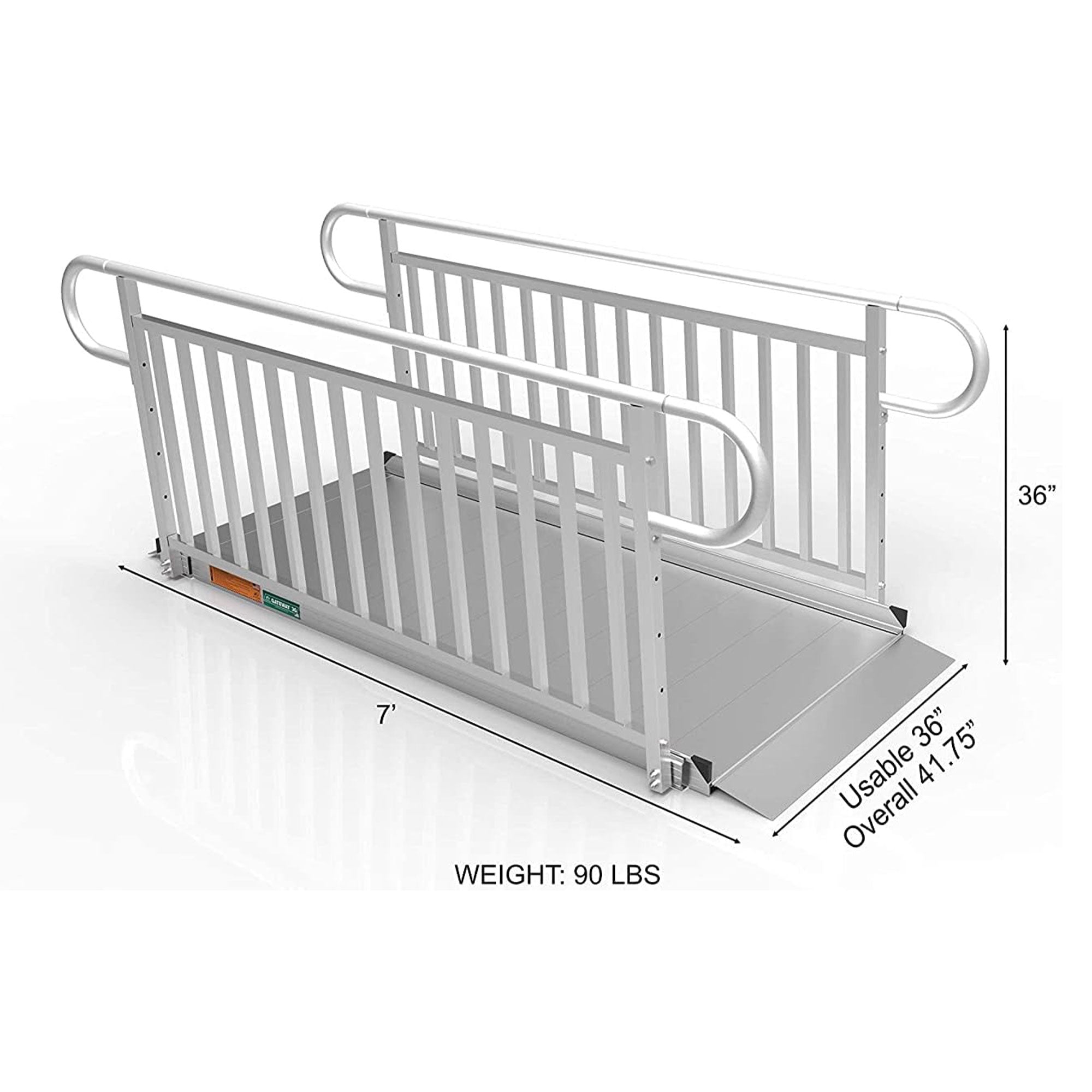 EZ-ACCESS GATEWAY 7" Portable Wheelchair Ramp w/Vertical Handrails (Open Box) - VMInnovations