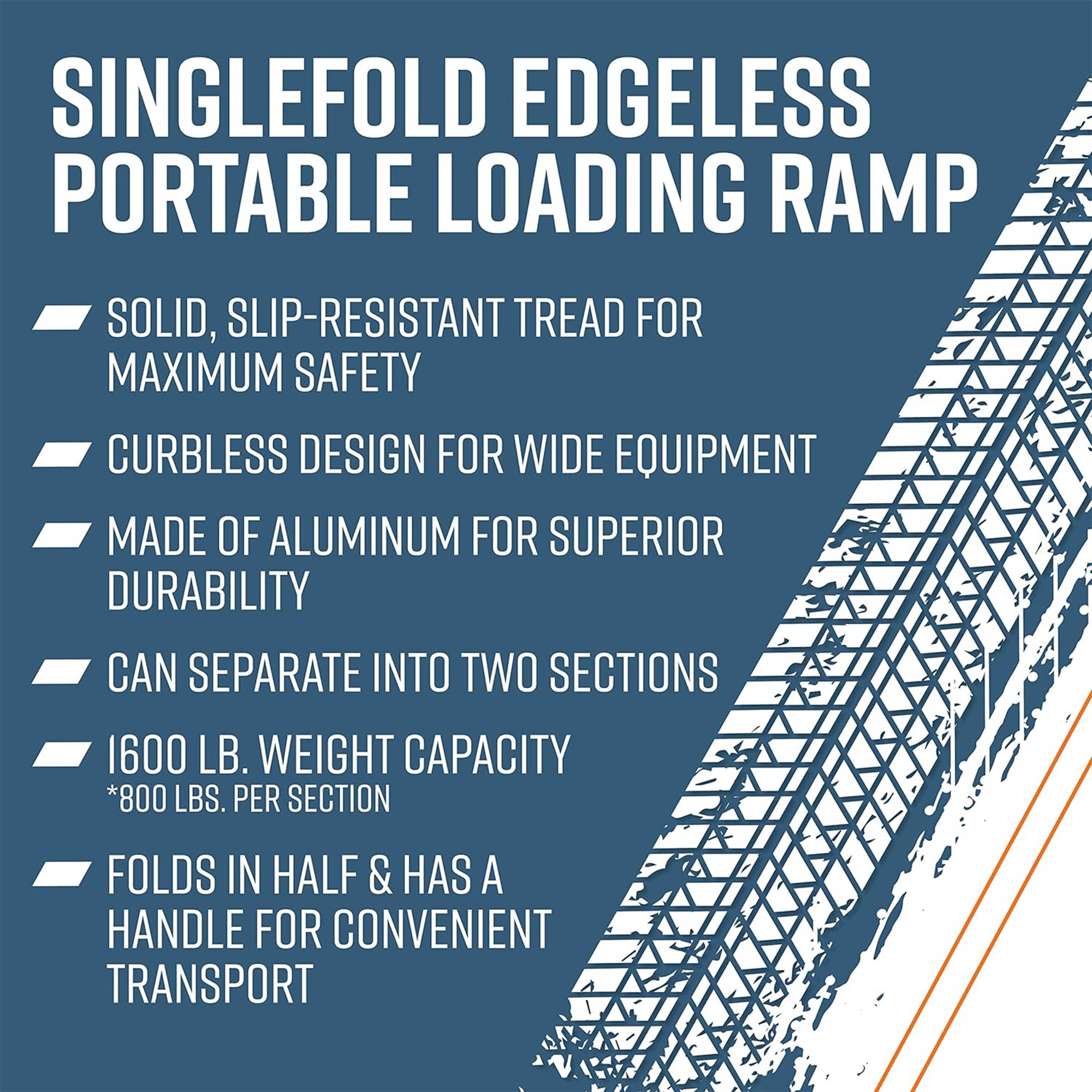 EZ-ACCESS TRAVERSE 2 Foot Singlefold Edgeless Portable Loading Ramp, Silver - VMInnovations