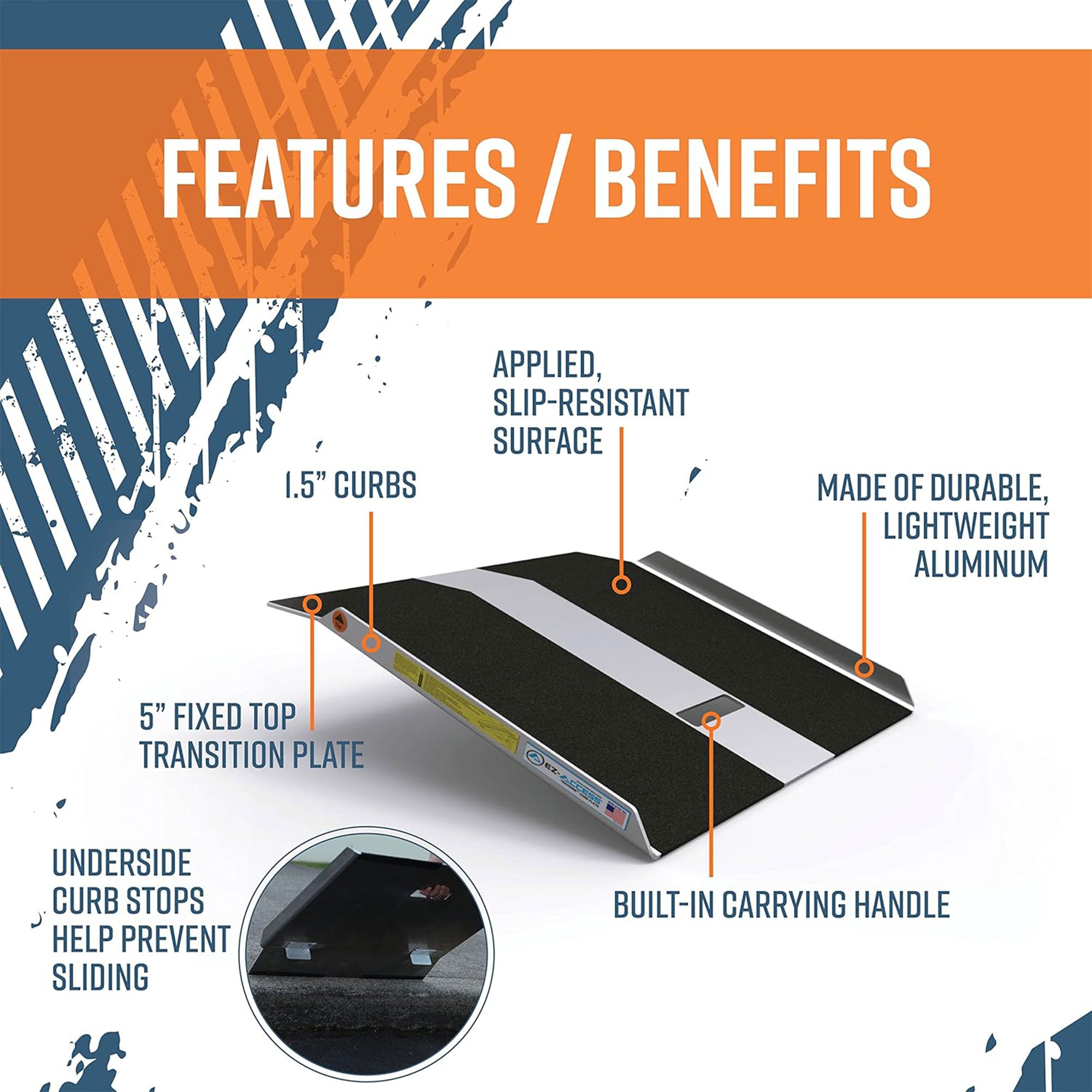EZ-ACCESS Curb Plate for Moving Cargo, Service Carts, and Wheelchairs (Open Box) - VMInnovations