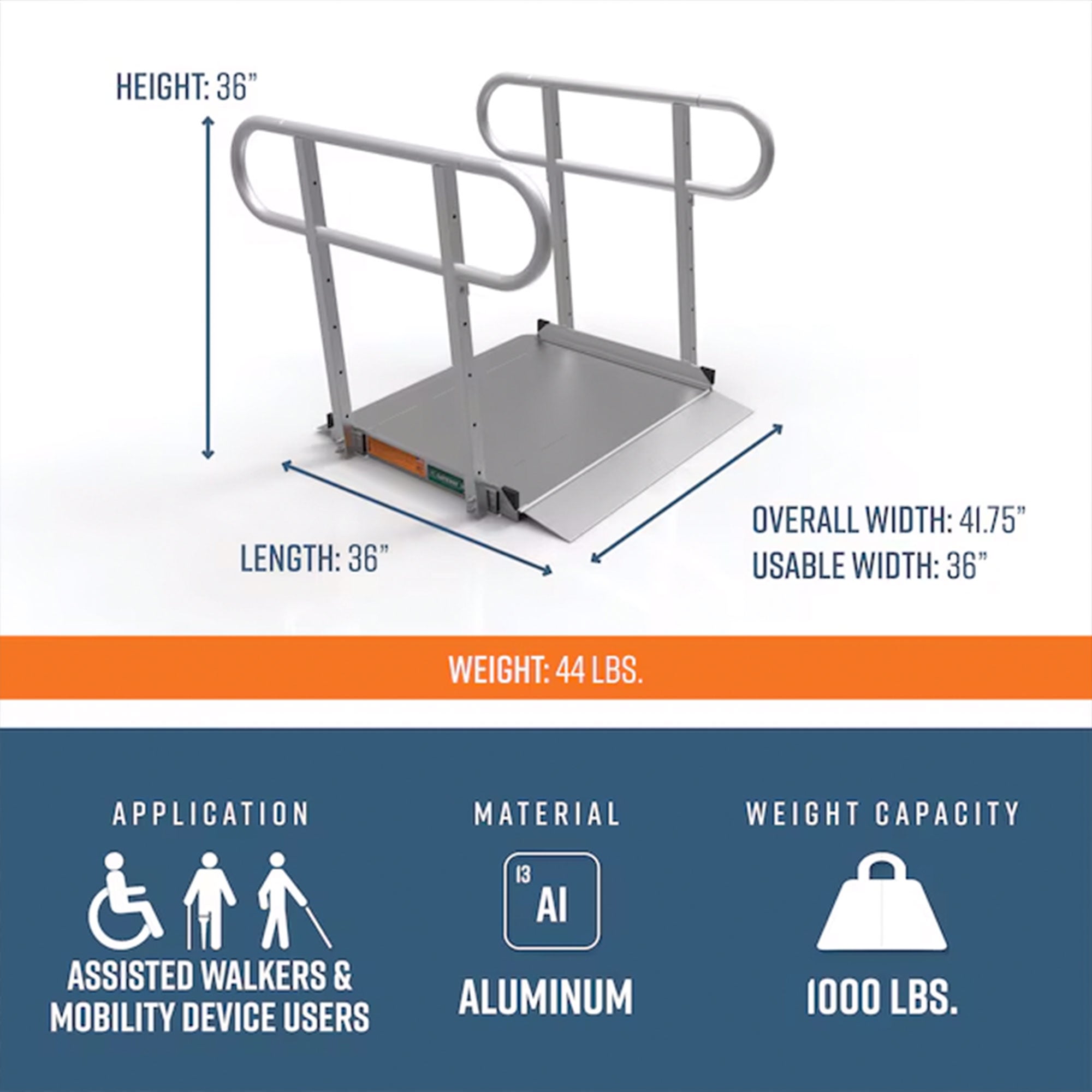 EZ-ACCESS GATEWAY 3G 3 Foot Solid Surface Aluminum Portable Wheelchair Ramp - VMInnovations
