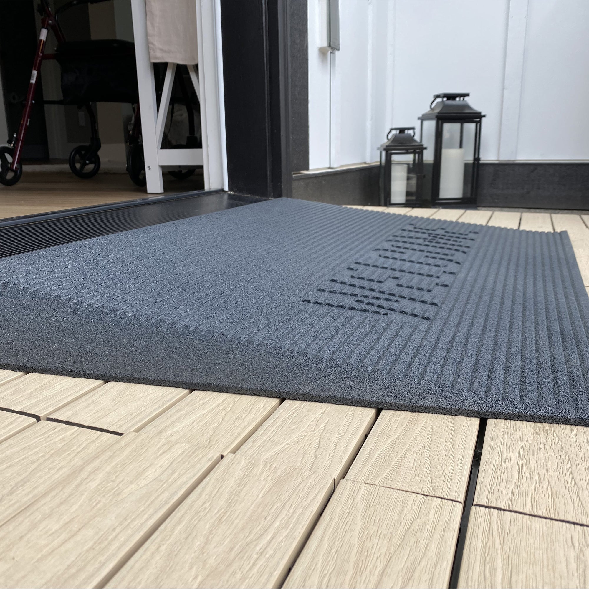 EZ-ACCESS TRANSITIONS 2.5" Rubber Angled Welcome Entry Mat, Gray (Open Box) - VMInnovations