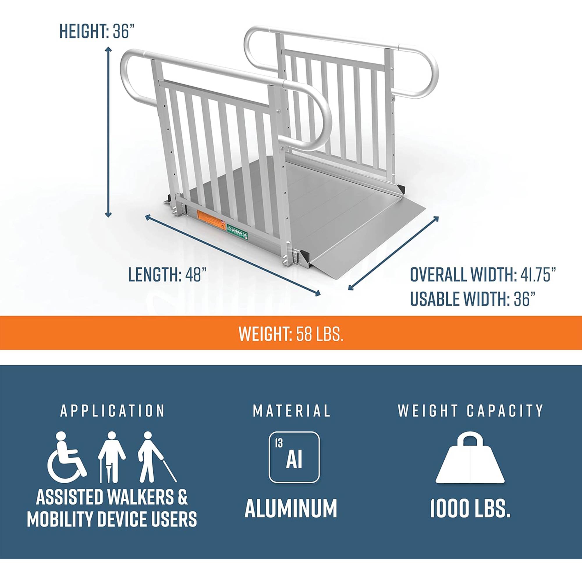 EZ-ACCESS GATEWAY 3G 4ft Solid Aluminum Portable Wheelchair Ramp (Open Box) - VMInnovations