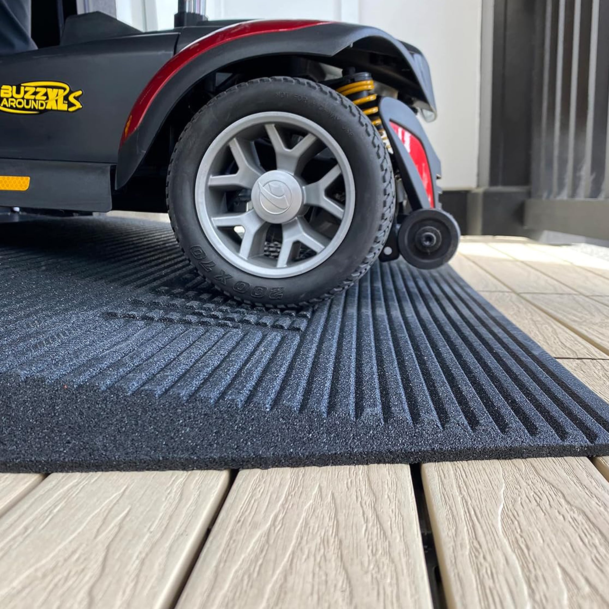 EZ-ACCESS TRANSITIONS 1.5" Rectangular Rubber Angled Welcome Entry Mat, Black - VMInnovations