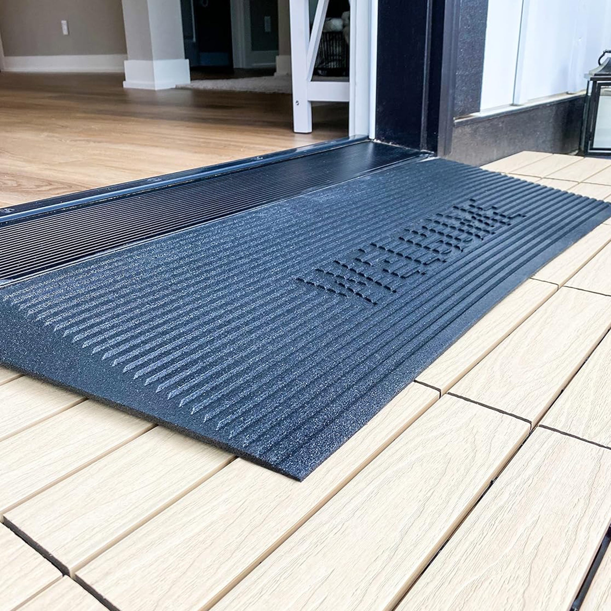 EZ-ACCESS TRANSITIONS 1.5" Rectangular Rubber Angled Welcome Entry Mat, Black - VMInnovations
