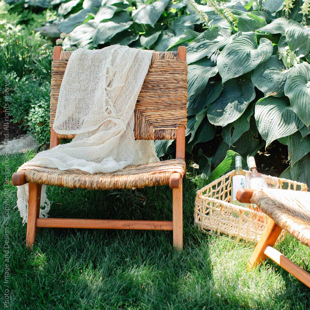texxture Copenhagen Banana Tree Bark Chair, Wood Legs, Home Furniture, Natural - VMInnovations