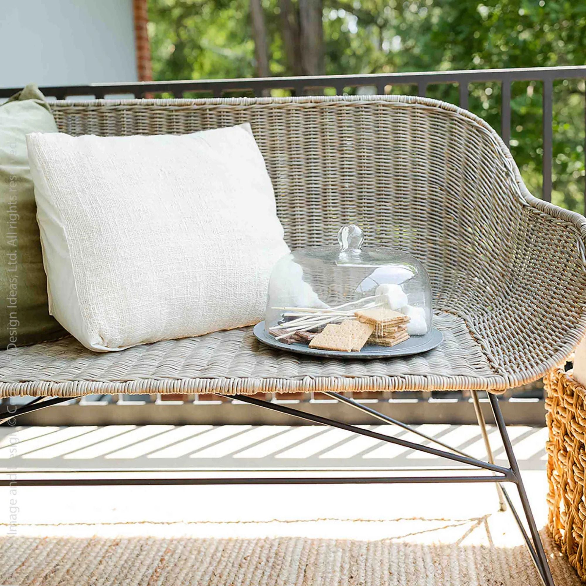 texxture Ormond Woven Rattan Settee with Metal Legs, Home Furniture, Natural - VMInnovations