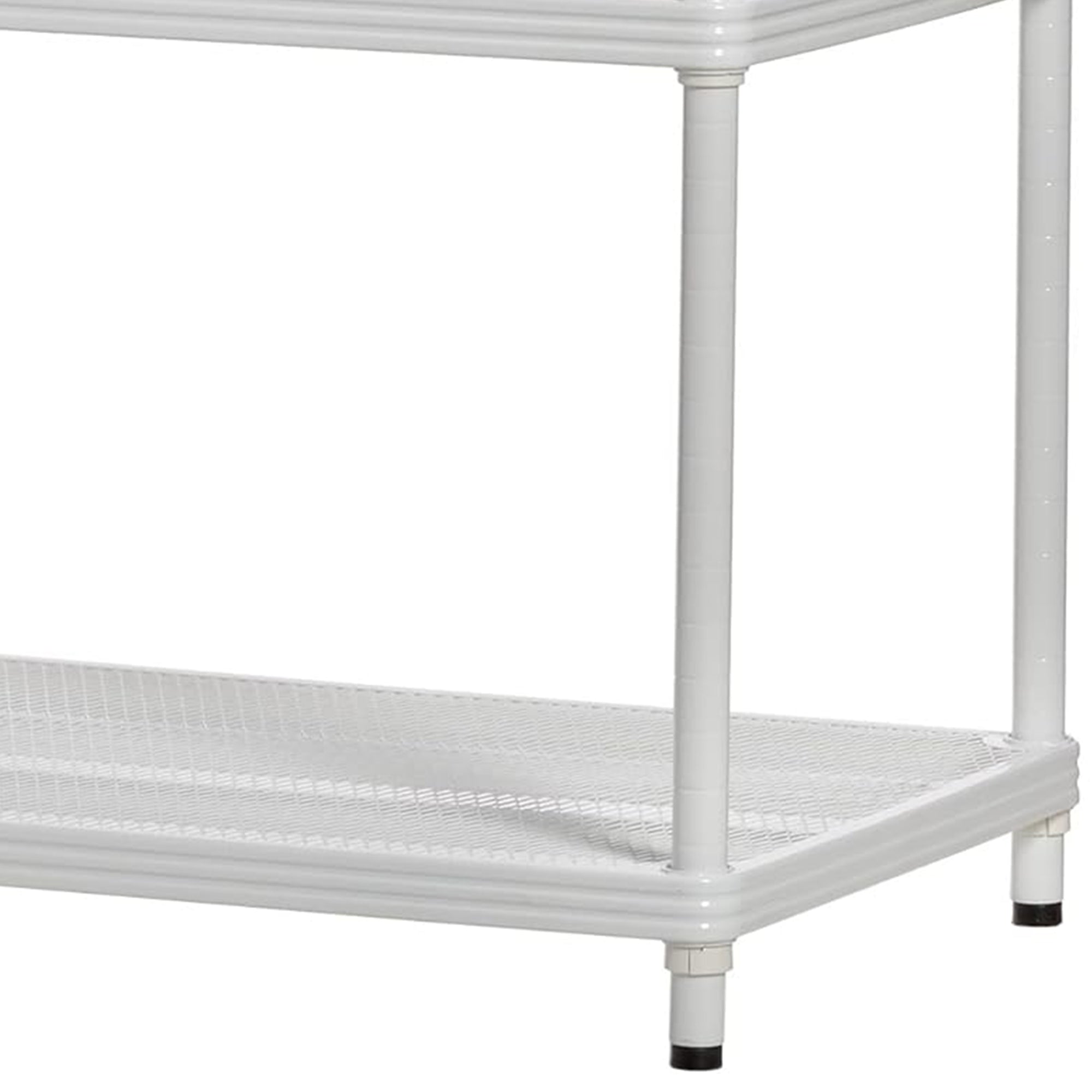 Design Ideas MeshWorks Metal Storage Wood Top Workbench Shelving Unit, White - VMInnovations