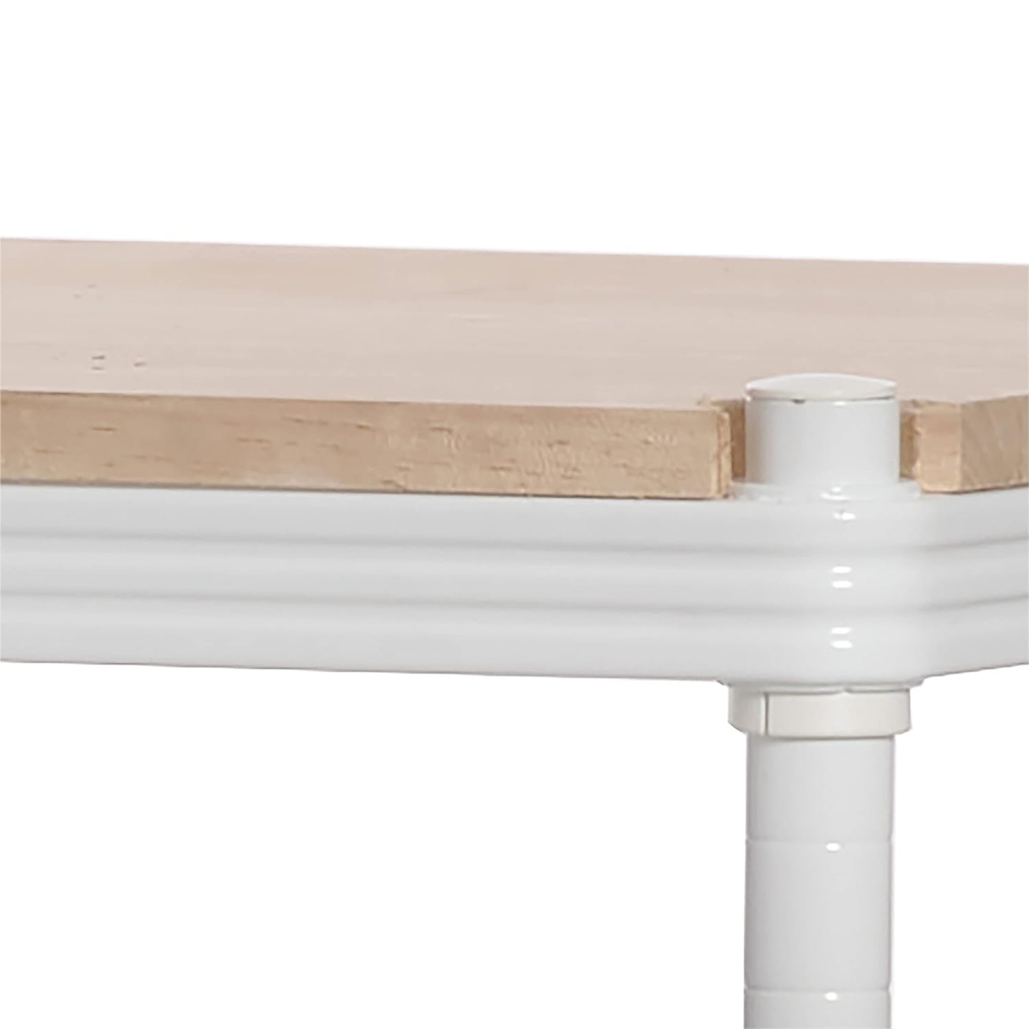 Design Ideas MeshWorks Metal Storage Wood Top Workbench Shelving Unit, White - VMInnovations