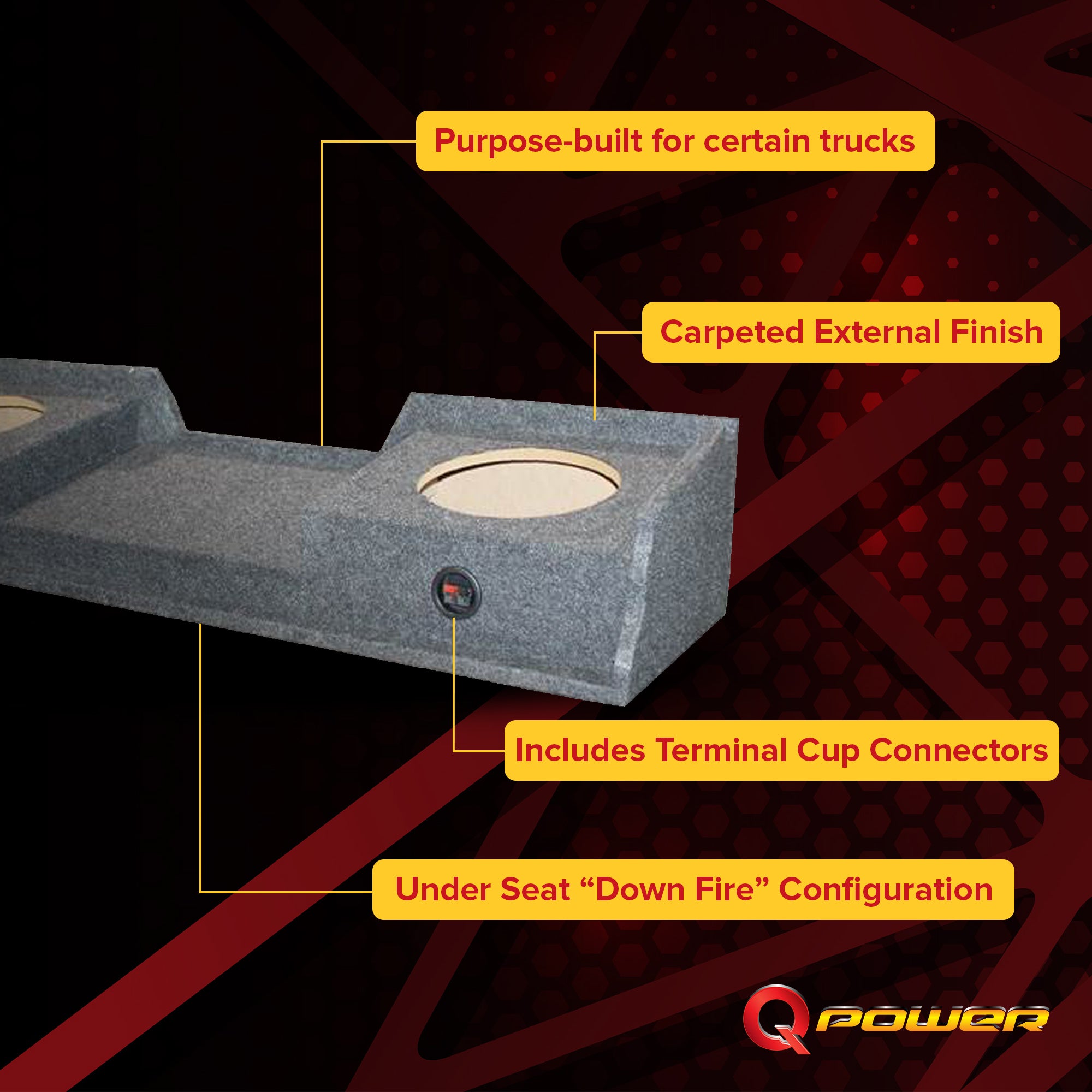 QPower Dual 12" Sub Box for Chevy Silverado & GMC Sierra XCab Classic 1999-2006