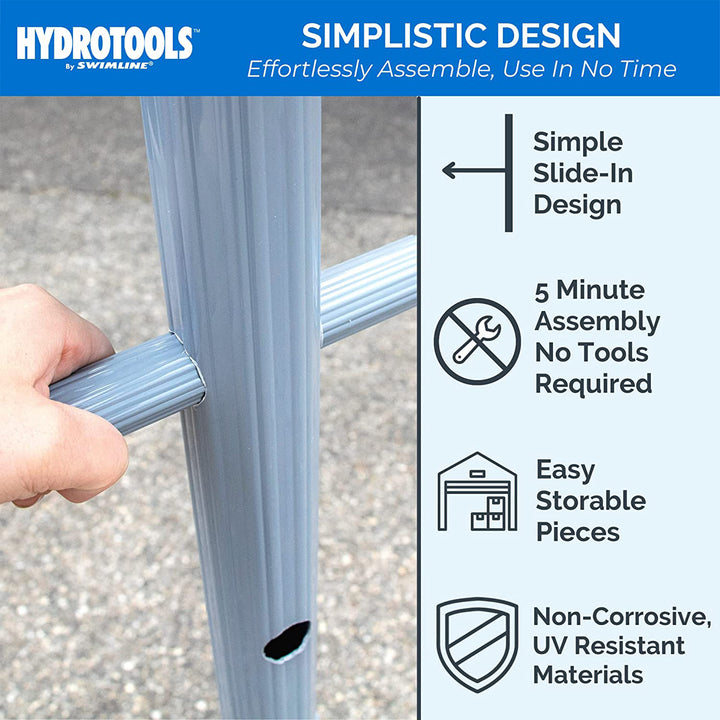 Swimline 89033 55" Tall 3-Arm Free Standing Poolside Towel Accessory Rack, Blue - VMInnovations