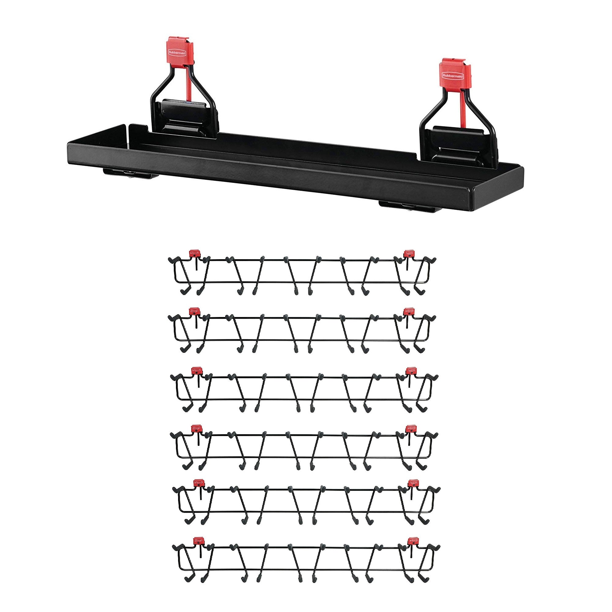 Rubbermaid Metal Shed Shelf & 50lb Capacity 34” Storage Shed Tool Rack (6-pack)