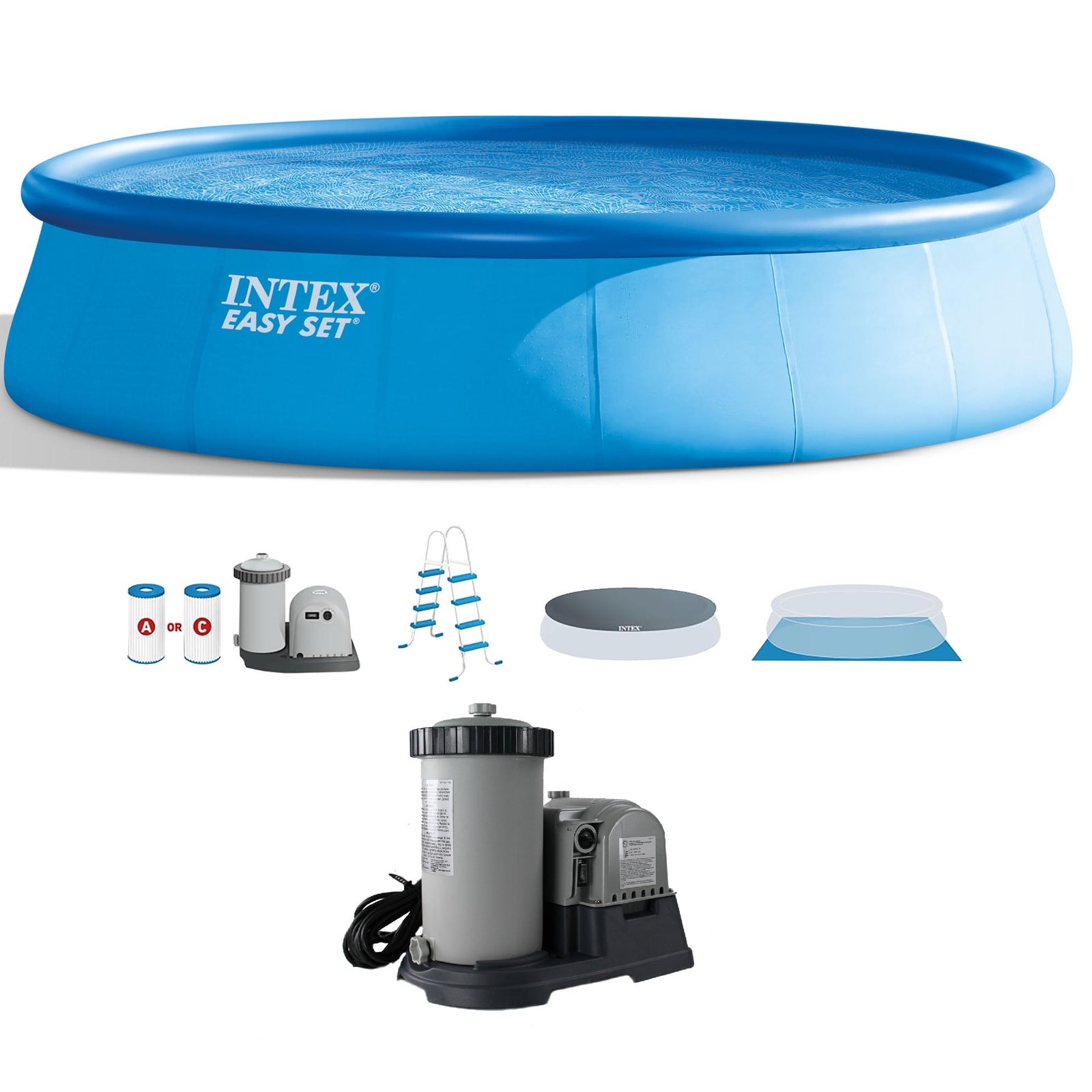 Intex 18’ x 48” Above Ground Swimming Pool and 2500 GPH Cartridge Filter Pump - VMInnovations