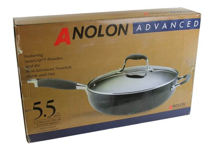 Anolon 81990 5.5 Qt. 12" Covered Round Saucier Pan Kitchen Cookware NonStick