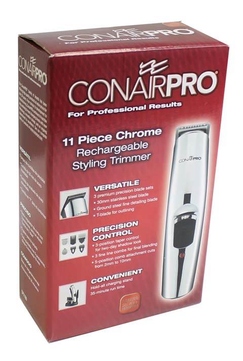 CONAIR Pro 11 Piece Chrome Electric Rechargeable MensTrimmer Grooming - Open Box
