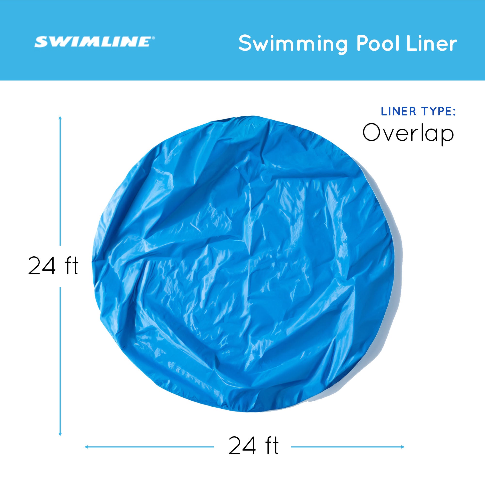 Swimline 24' Solid Blue Round Above Ground Swimming Pool Overlap Liner (Used) - VMInnovations
