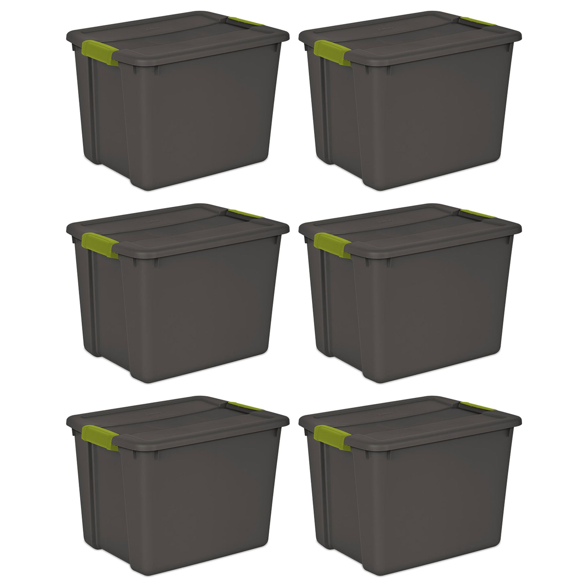 Sterilite 12 Gallon Versatile Rectangular Latch Tote with Handles, Gray (6 Pack) - VMInnovations