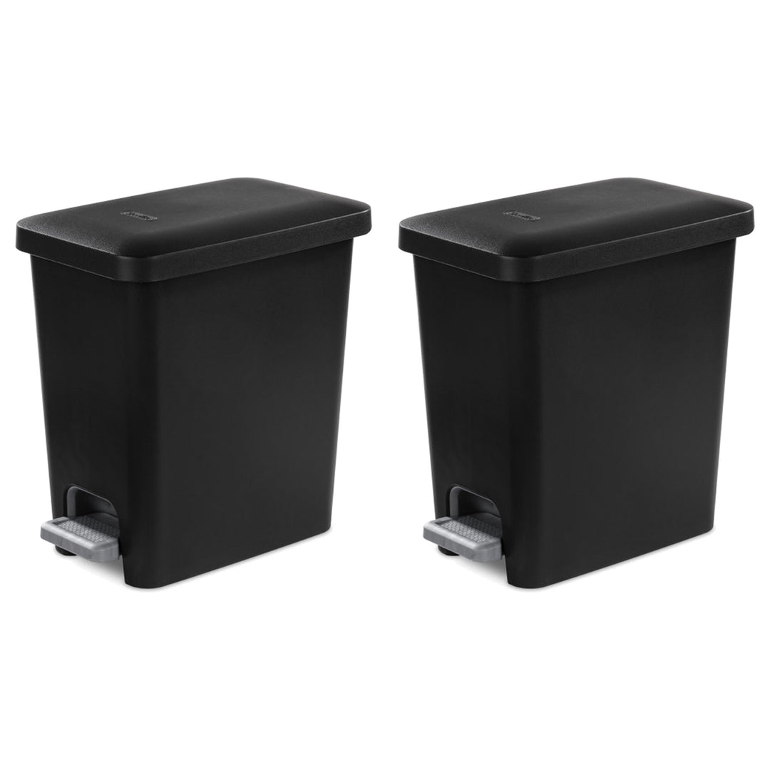 Sterilite 2.7 Gallon Rectangular Step On Trash Bin Wastebasket, Black (2 Pack) - VMInnovations