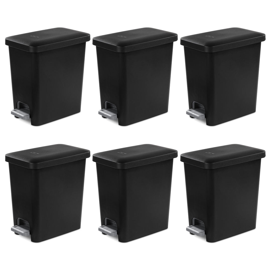 Sterilite 2.7 Gallon Rectangular Step On Trash Bin Wastebasket, Black (6 Pack) - VMInnovations