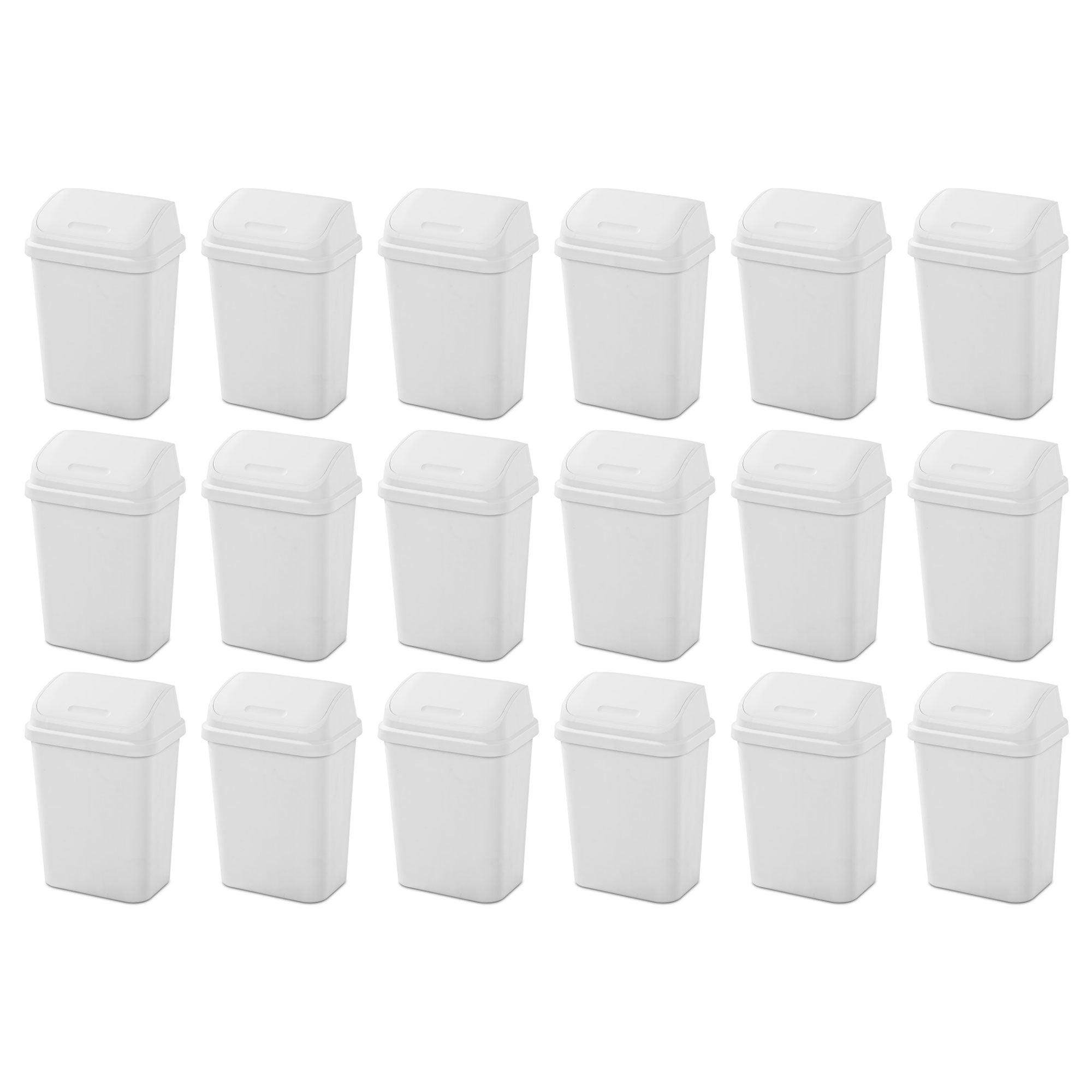 Sterilite 7.8 Gallon SwingTop Kitchen Wastebasket Trash Can, White (18 Pack)