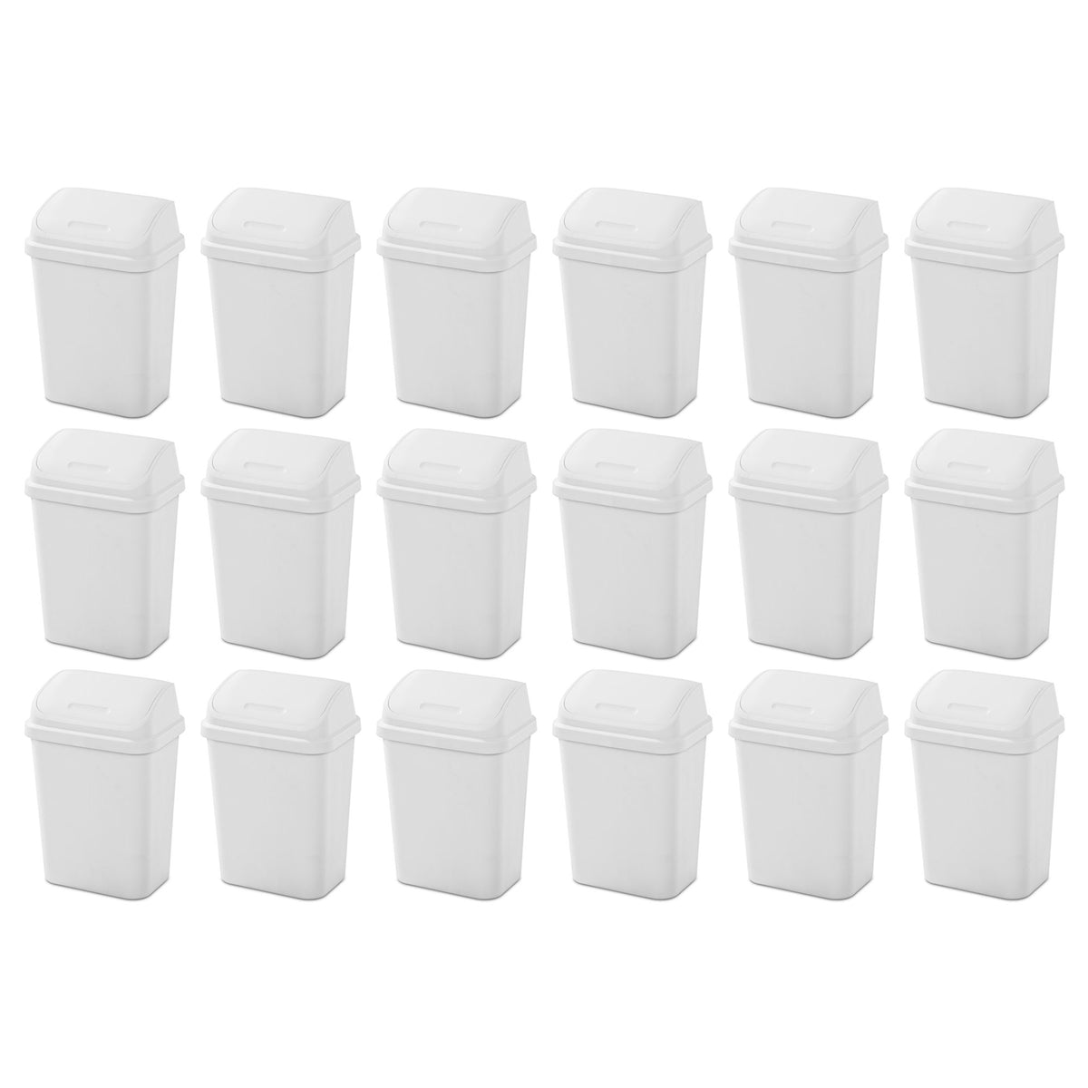 Sterilite 7.8 Gallon SwingTop Kitchen Wastebasket Trash Can, White (18 Pack)