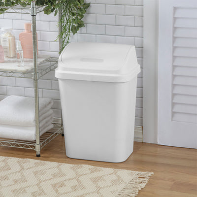 Sterilite 7.8 Gallon SwingTop Kitchen Wastebasket Trash Can, White (18 Pack)