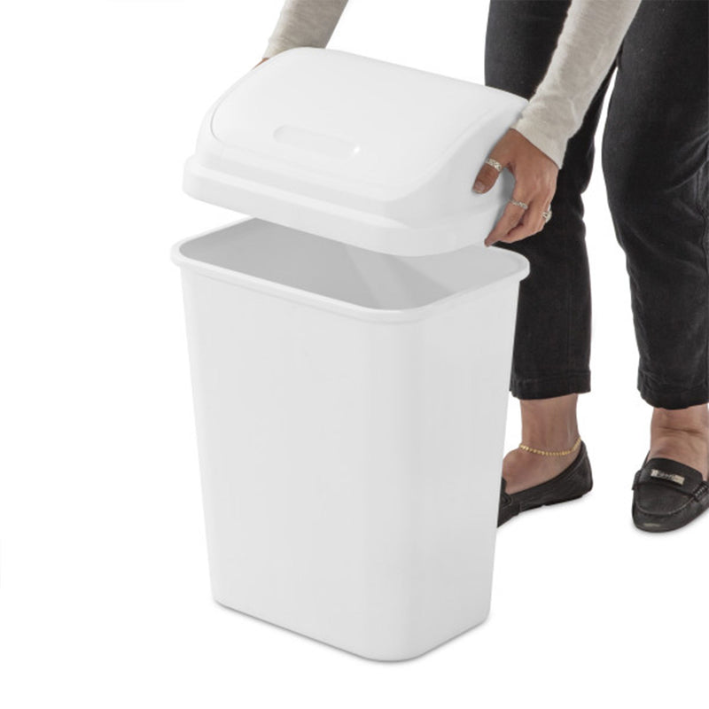 Sterilite 7.8 Gallon SwingTop Kitchen Wastebasket Trash Can, White (18 Pack)