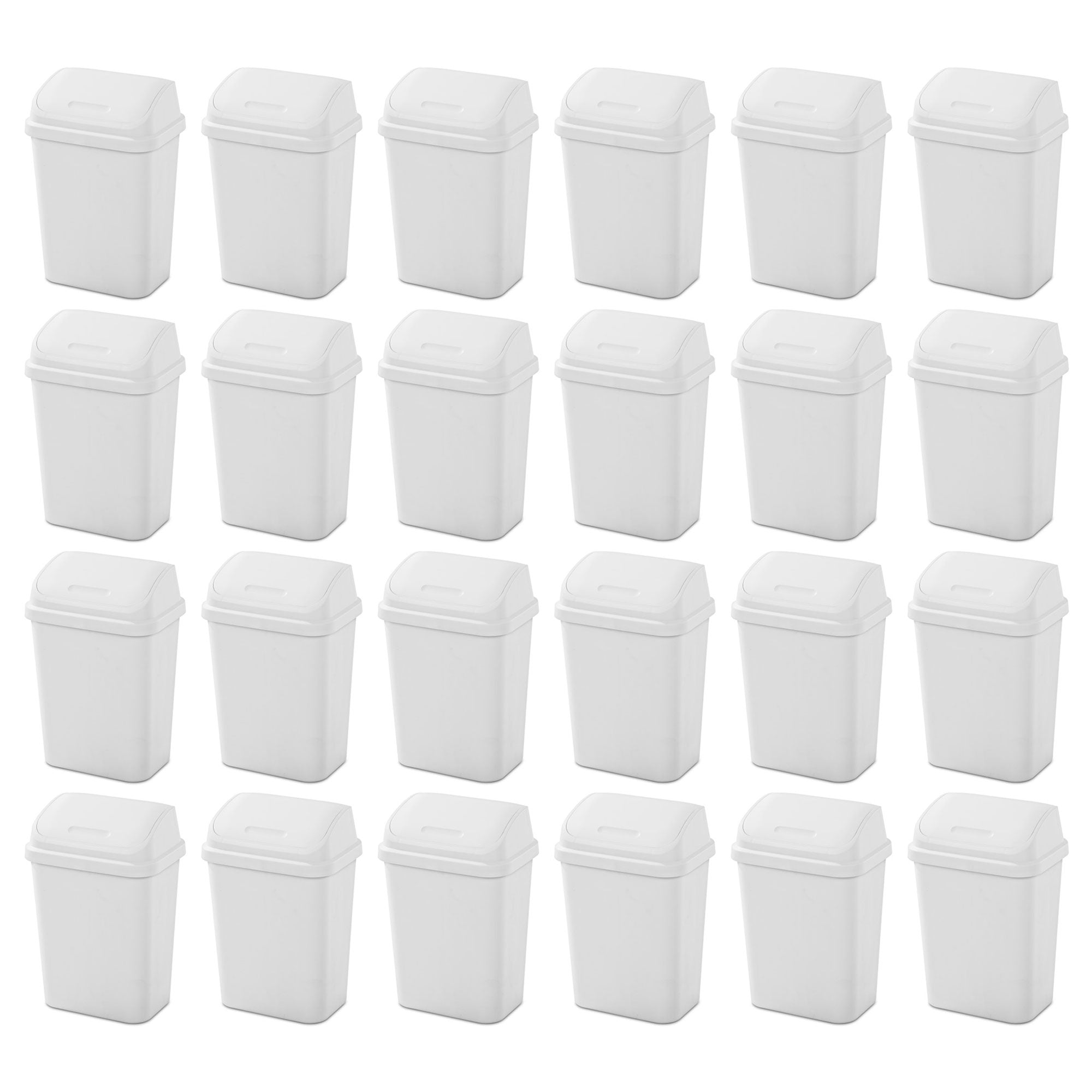Sterilite 7.8 Gallon SwingTop Kitchen Wastebasket Trash Can, White (24 Pack)