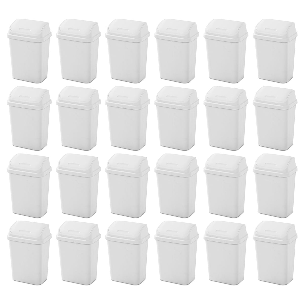 Sterilite 7.8 Gallon SwingTop Kitchen Wastebasket Trash Can, White (24 Pack)