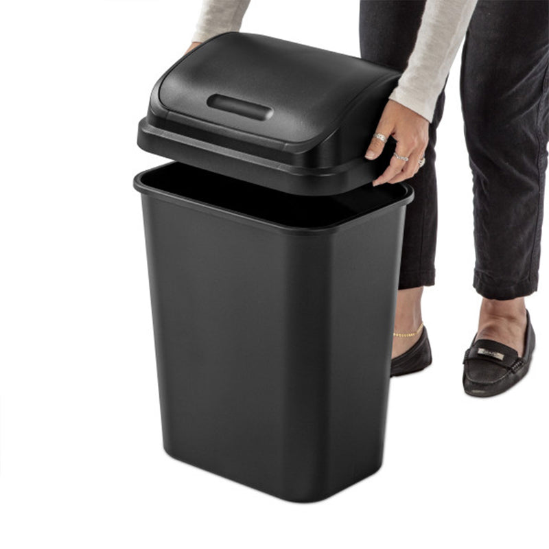 Sterilite 7.8 Gallon SwingTop Kitchen Wastebasket Trash Can, Black (6 Pack)