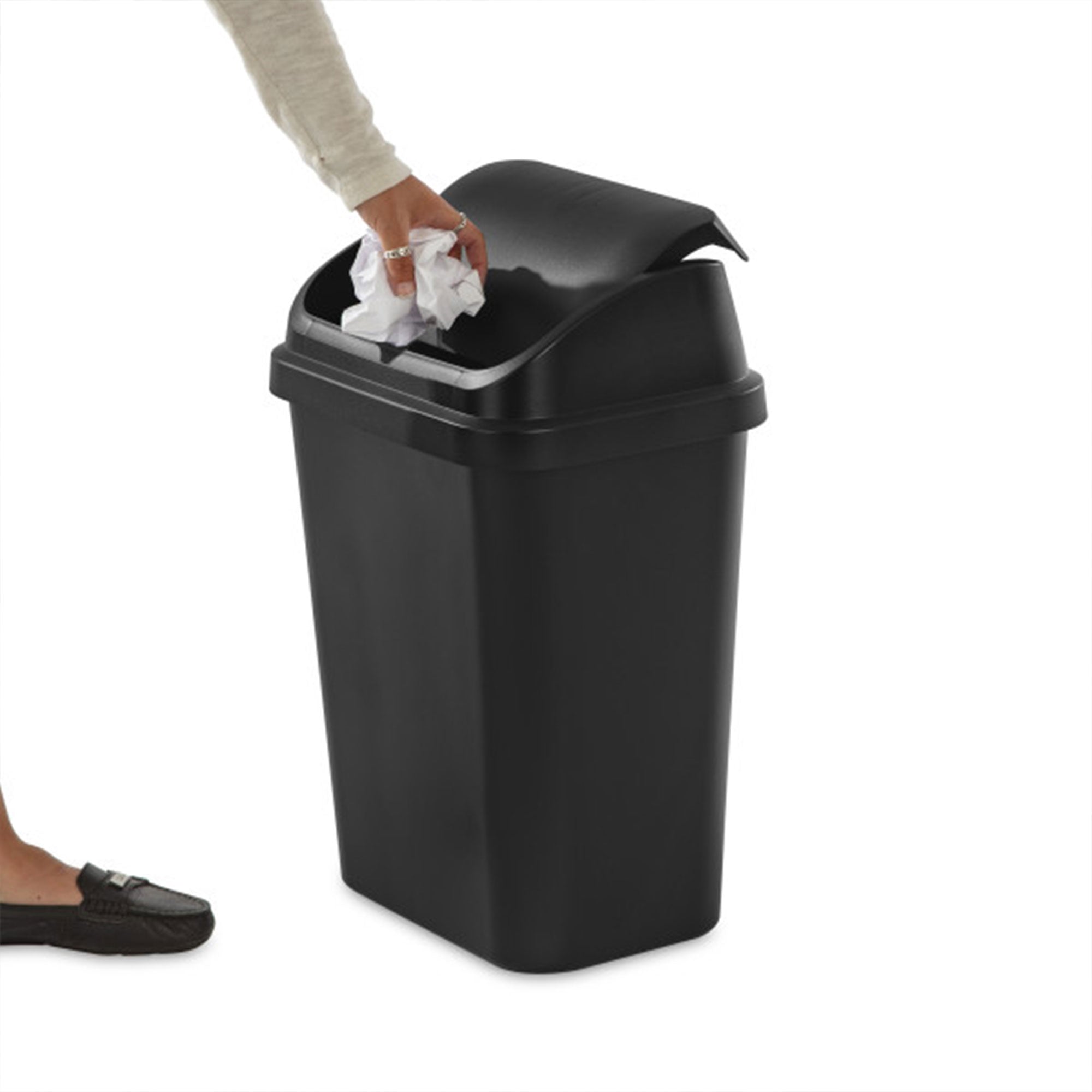 Sterilite 7.8 Gallon SwingTop Kitchen Wastebasket Trash Can, Black (18 Pack)
