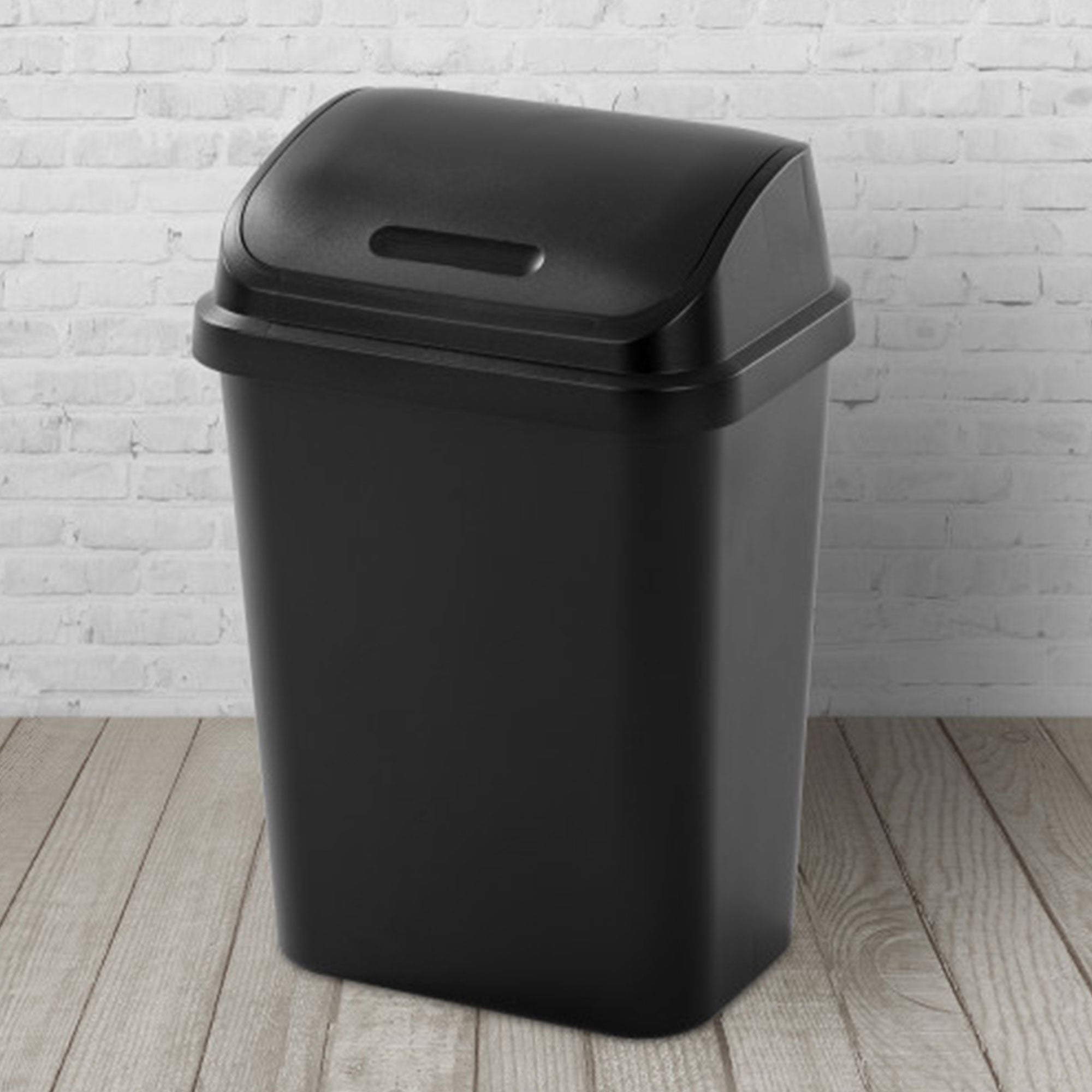 Sterilite 7.8 Gallon SwingTop Kitchen Wastebasket Trash Can, Black (18 Pack)