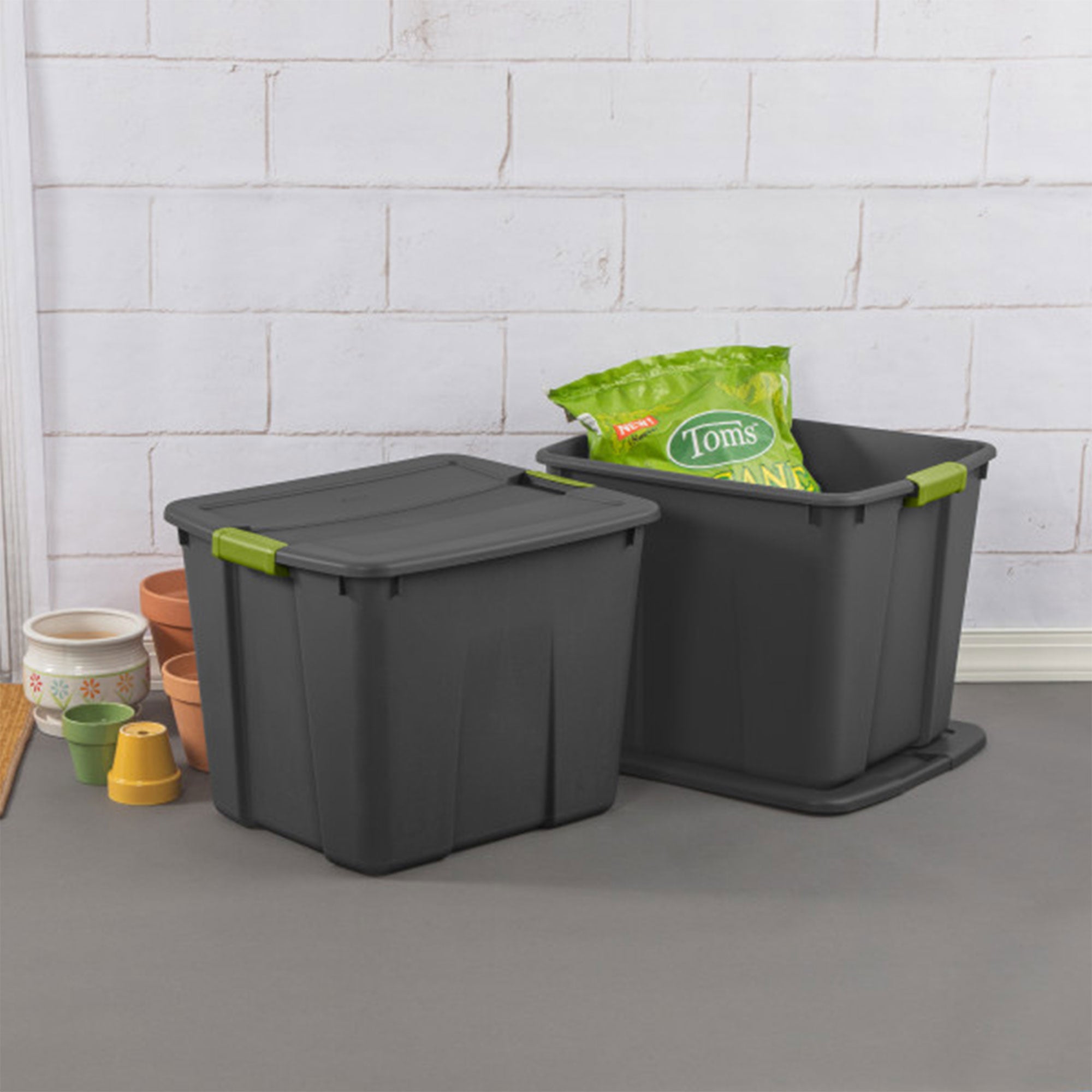 Sterilite 20 Gallon Stackable Plastic Storage Tote Bin with Lid, Gray (6 Pack) - VMInnovations