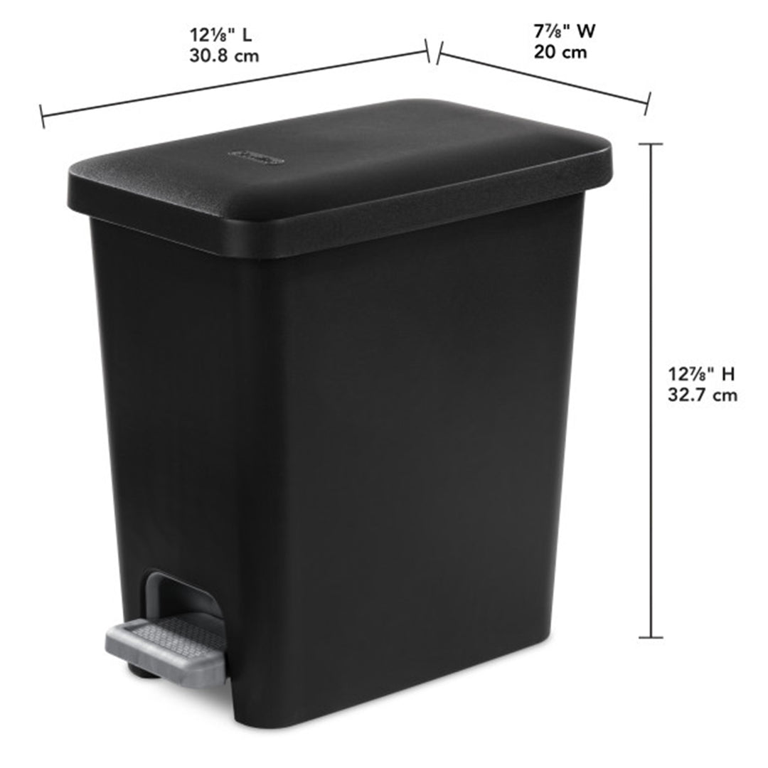 Sterilite 2.7 Gallon Rectangular Step On Trash Bin Wastebasket, Black (8 Pack) - VMInnovations